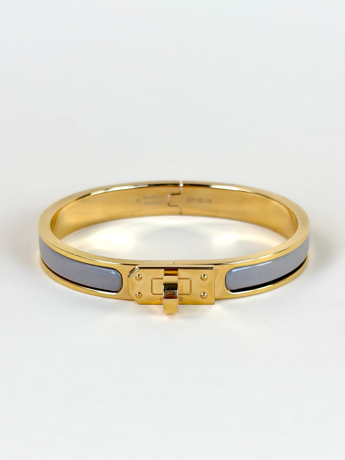 Hermes rose gold plated maron glace mini clic kelly bracelet