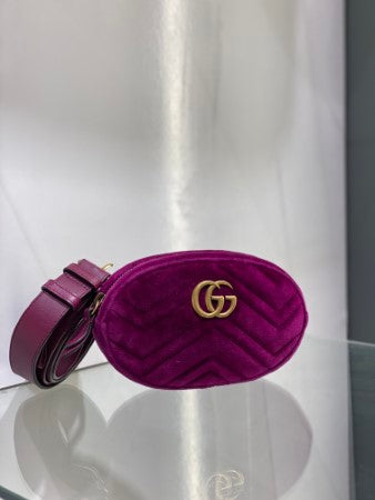 Gucci Violet Velvet GG Marmont Mini Belt Bag