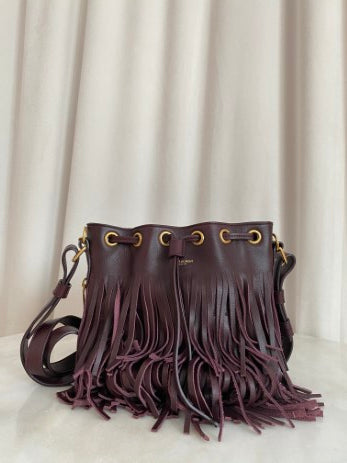 YSL Burgundy Emmanuelle Fringed Hand Bag