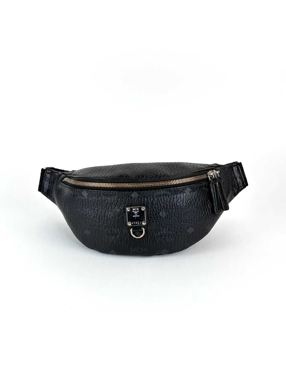 MCM fursten belt bag in visetos black small