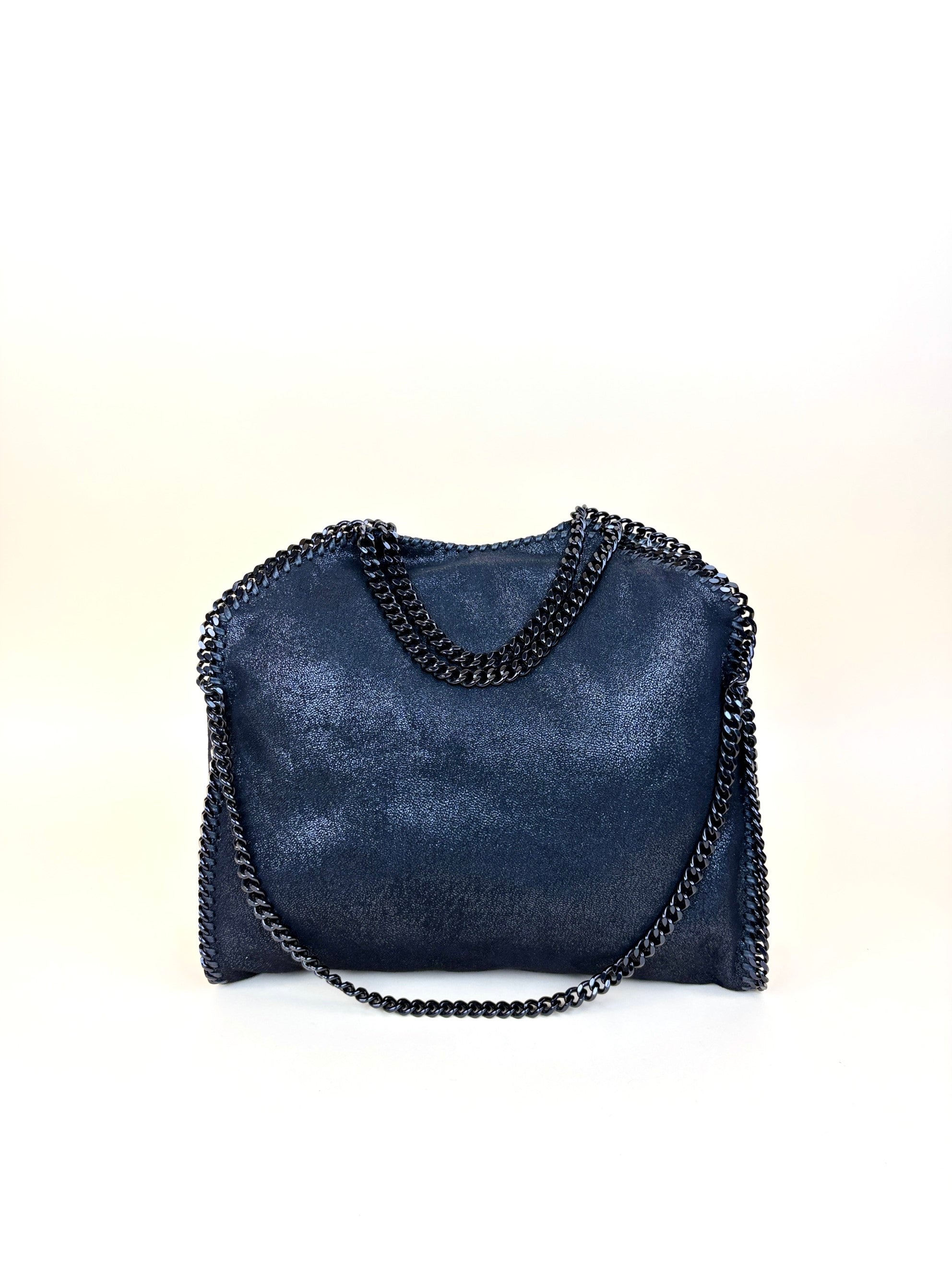 Stella Mccartney Black Falabella Fold Over Tote Bag with Chain