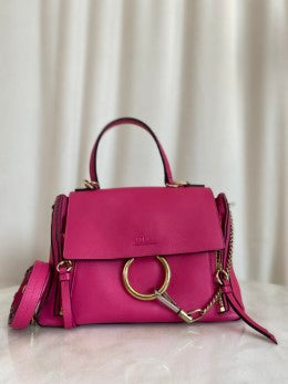 Chloe Pink Small Faye Top Handle Crossbody Bag