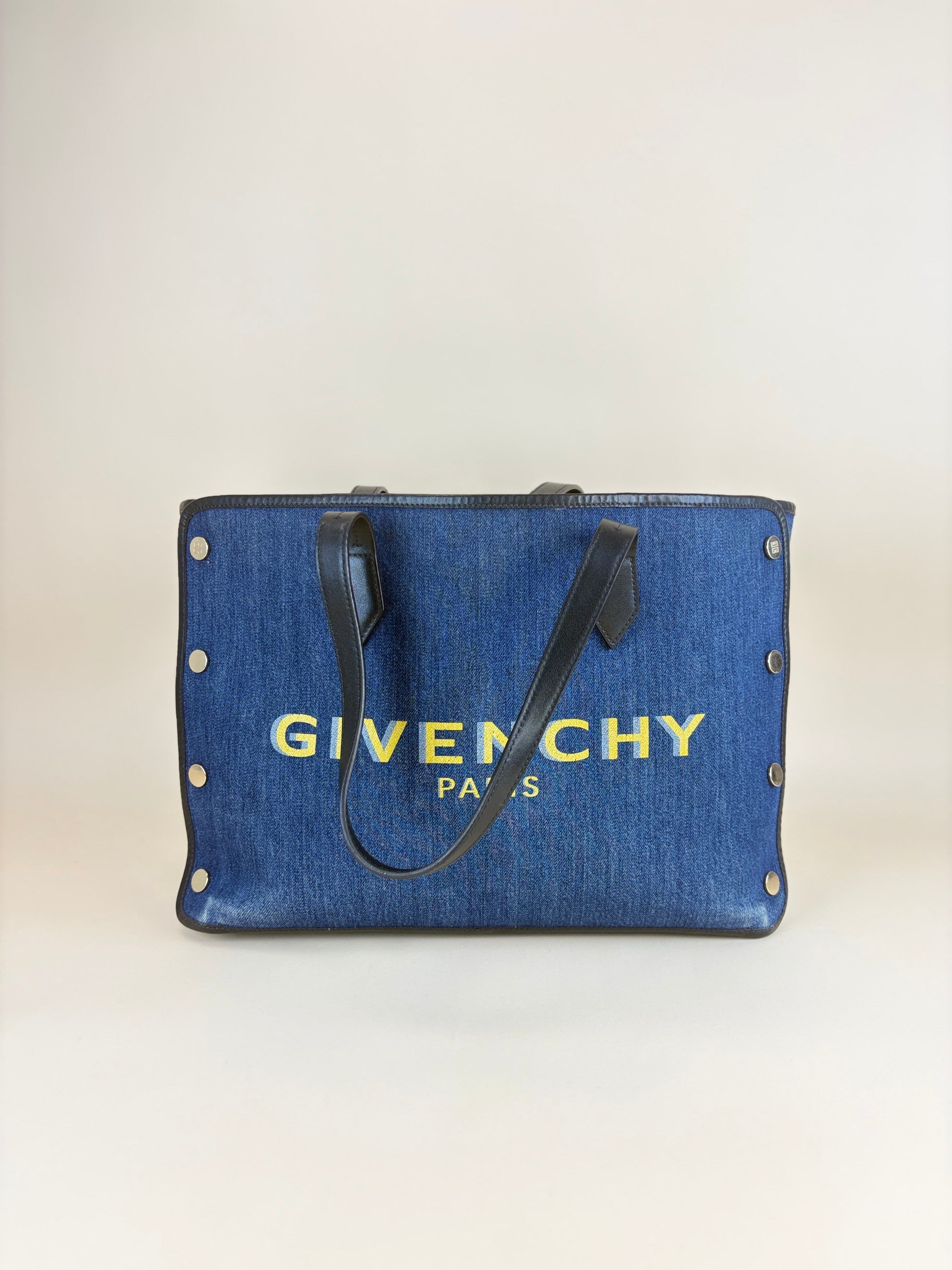 Givenchy blue denim medium logo bond tote bag