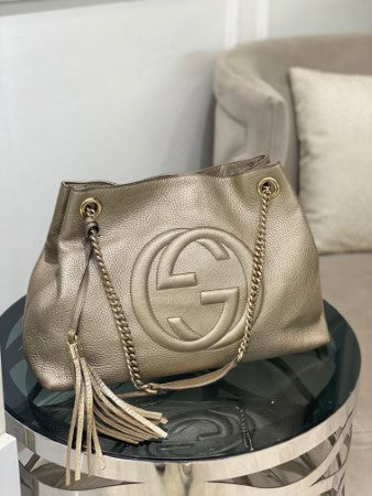 Gucci Champagne Soho Tassel Medium Chain Bag