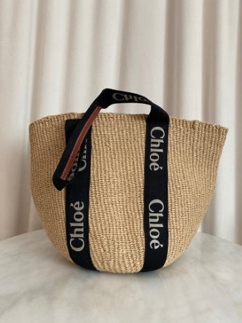 Chloe Bicolor Woody Basket Large Shoulder Bag