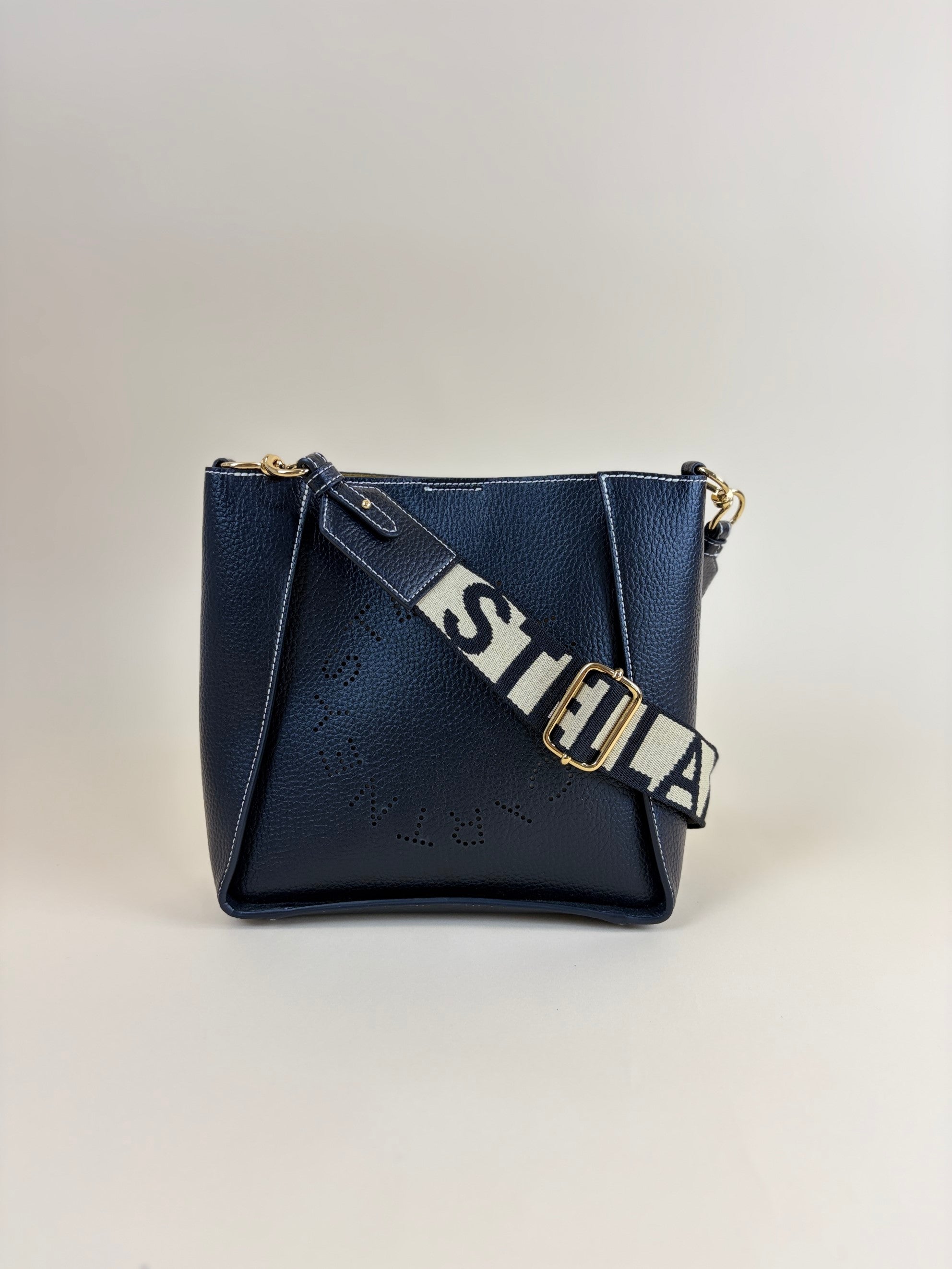 Stella Mccartney Black Logo Square Crossbody Bag
