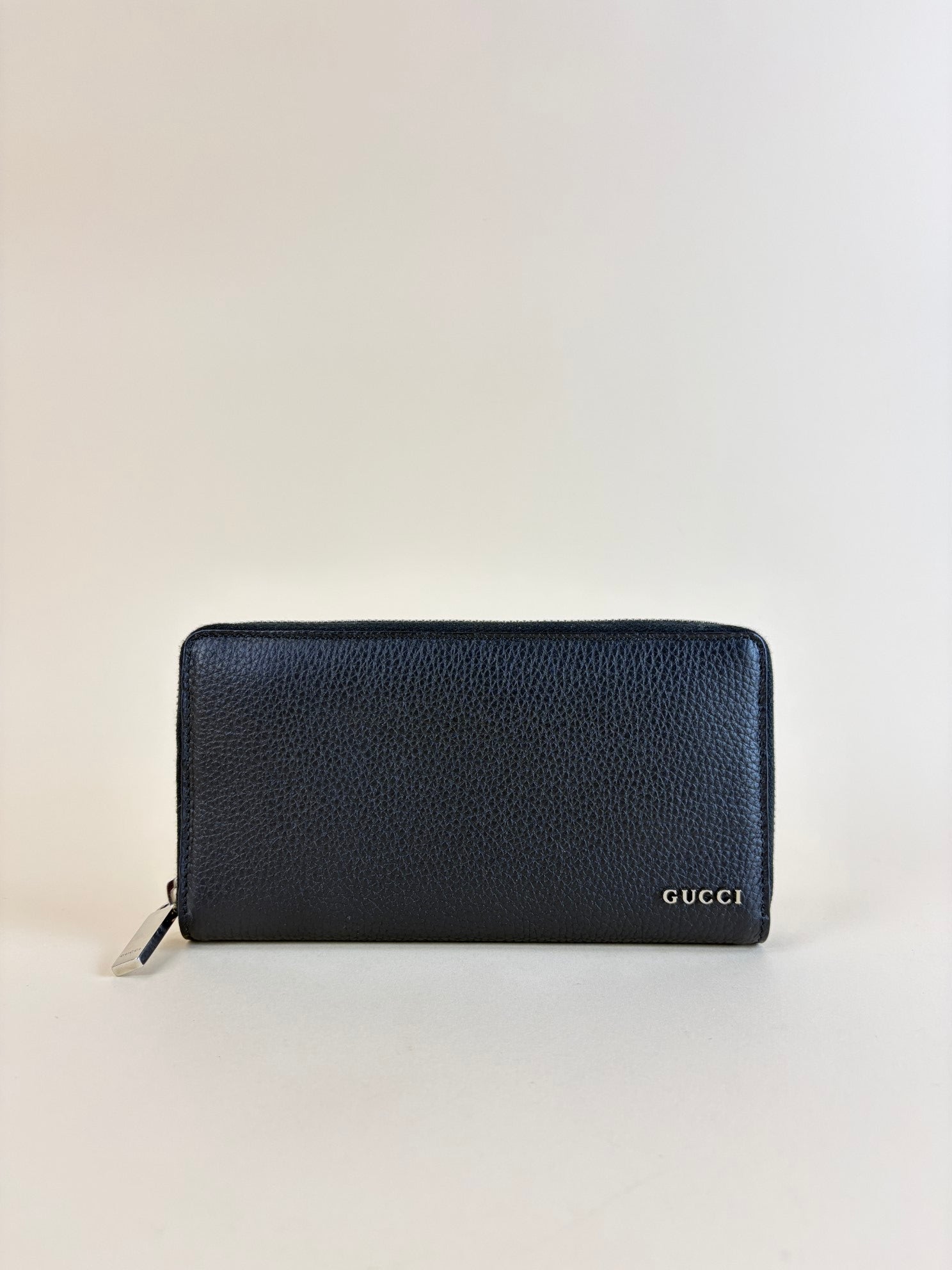 Gucci Black with Gucci Script Zip Around Wallet