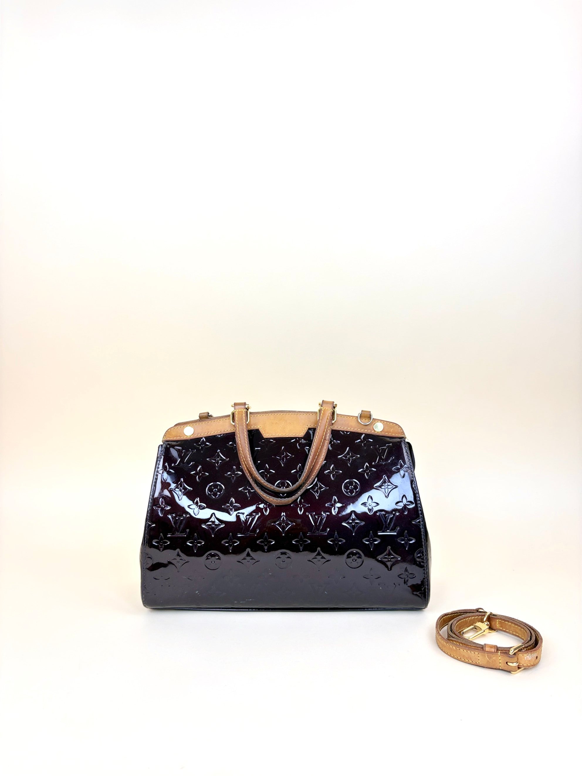 Louis Vuitton Amarante Monogram Vernis Brea MM Tote Bag with Strap