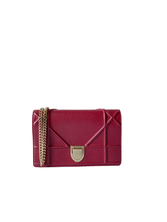 Christian Dior Burgundy Diorama Wallet on Chain