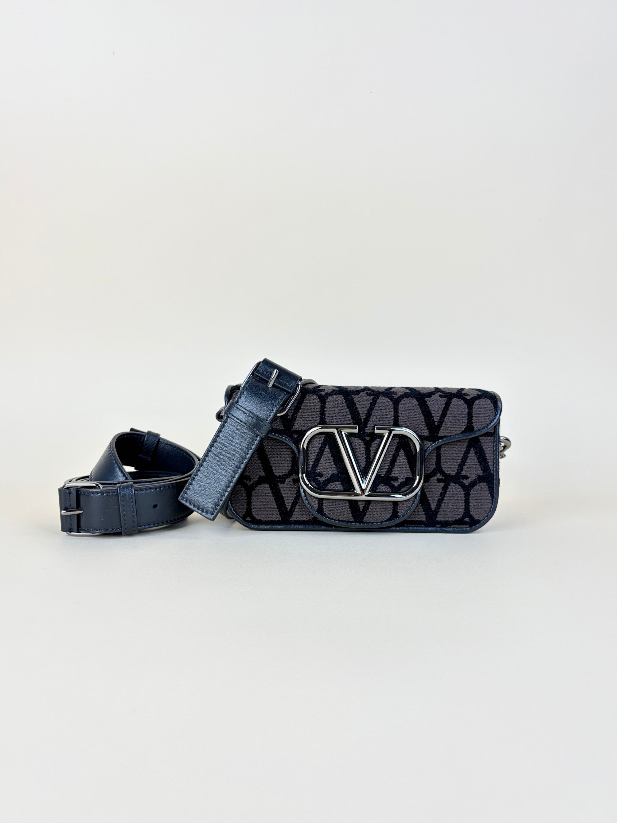 Valentino gravani vlogo Toile Iconographer black/brown canvas and leather