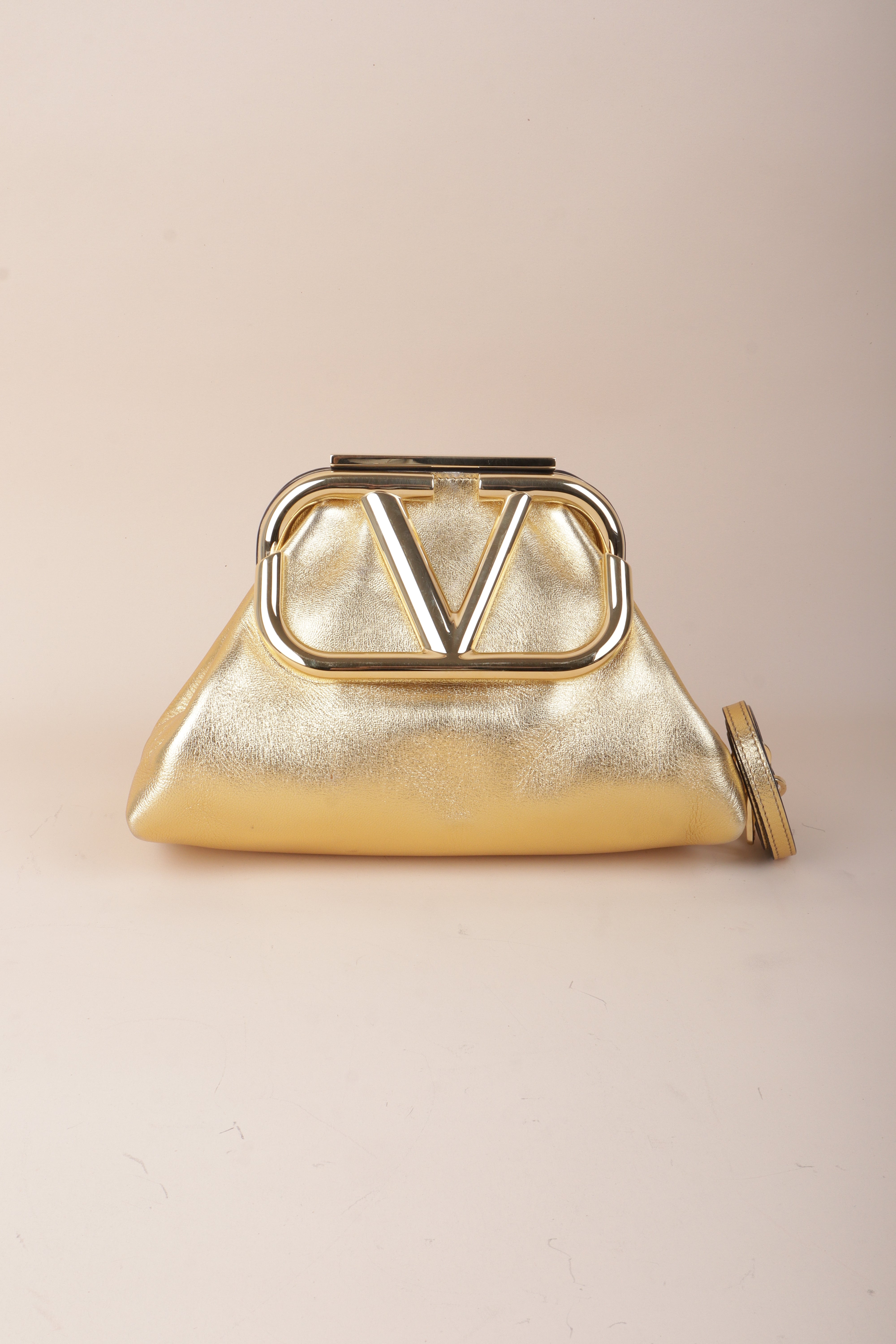 Valentino super Vee clutch and crossbody gold