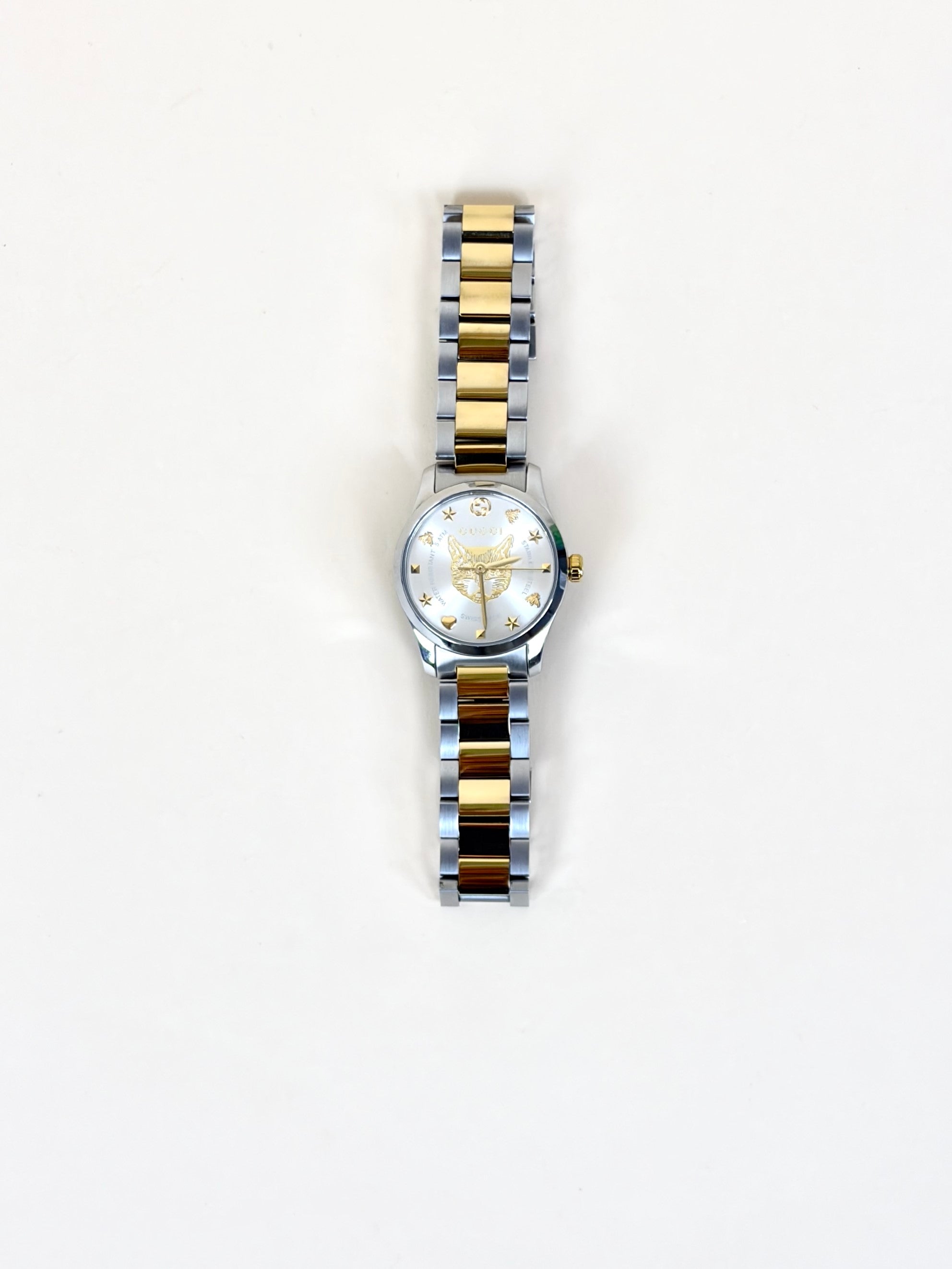 Gucci Stainless Steel Two Tone G Timeless S Mystic Cat 27mm Watch