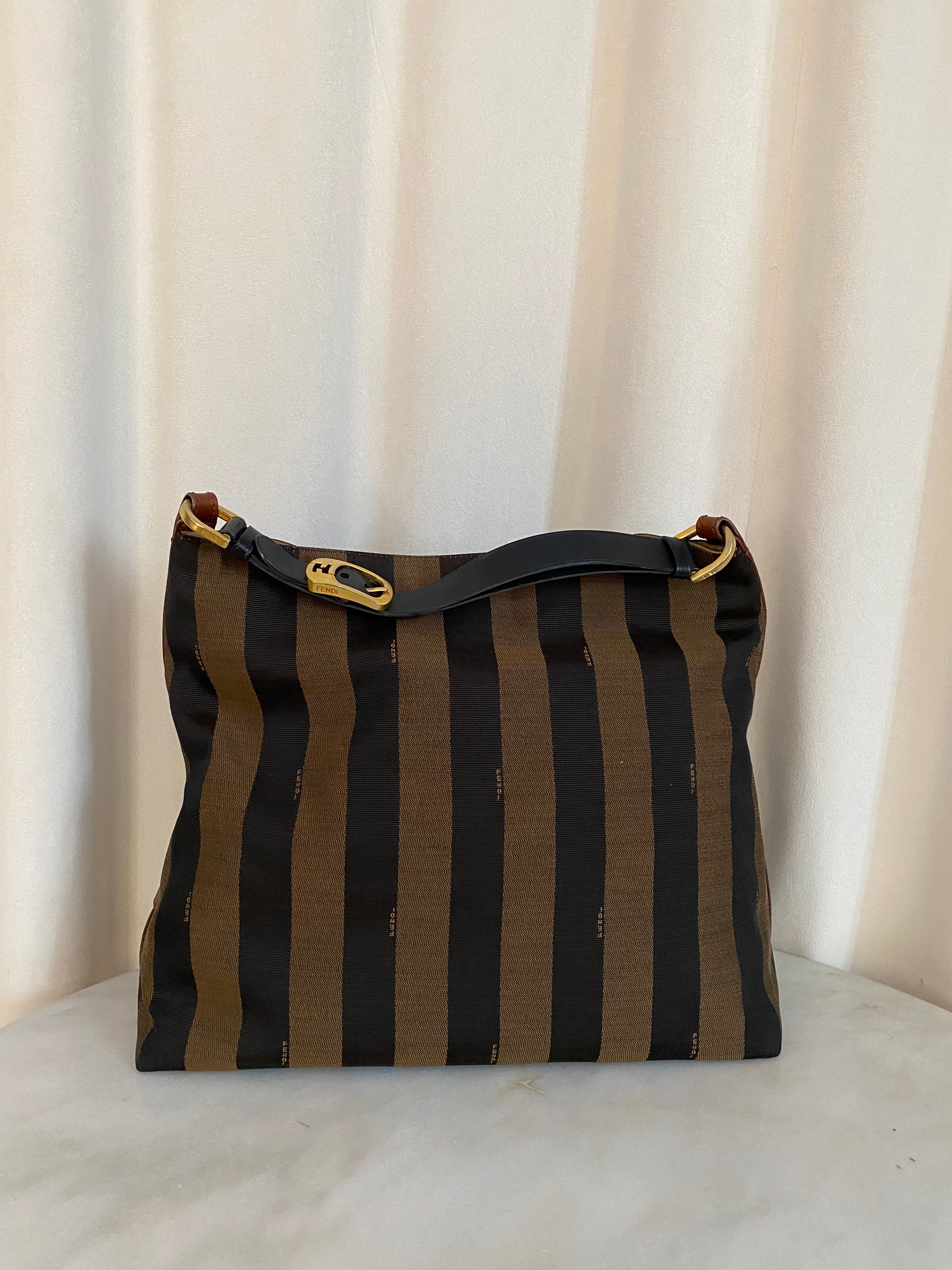 Fendi Brown Pequin Striped Bag