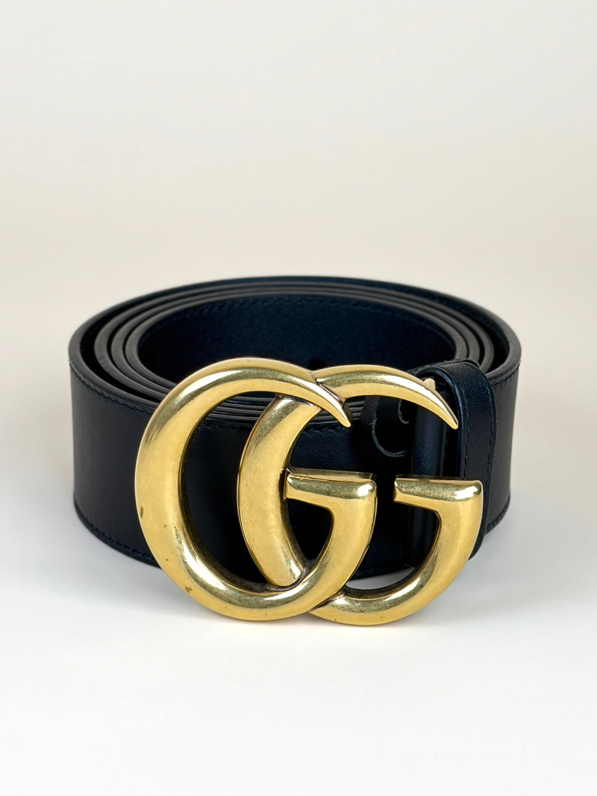 Gucci black leather gg marmont wide belt 40mm