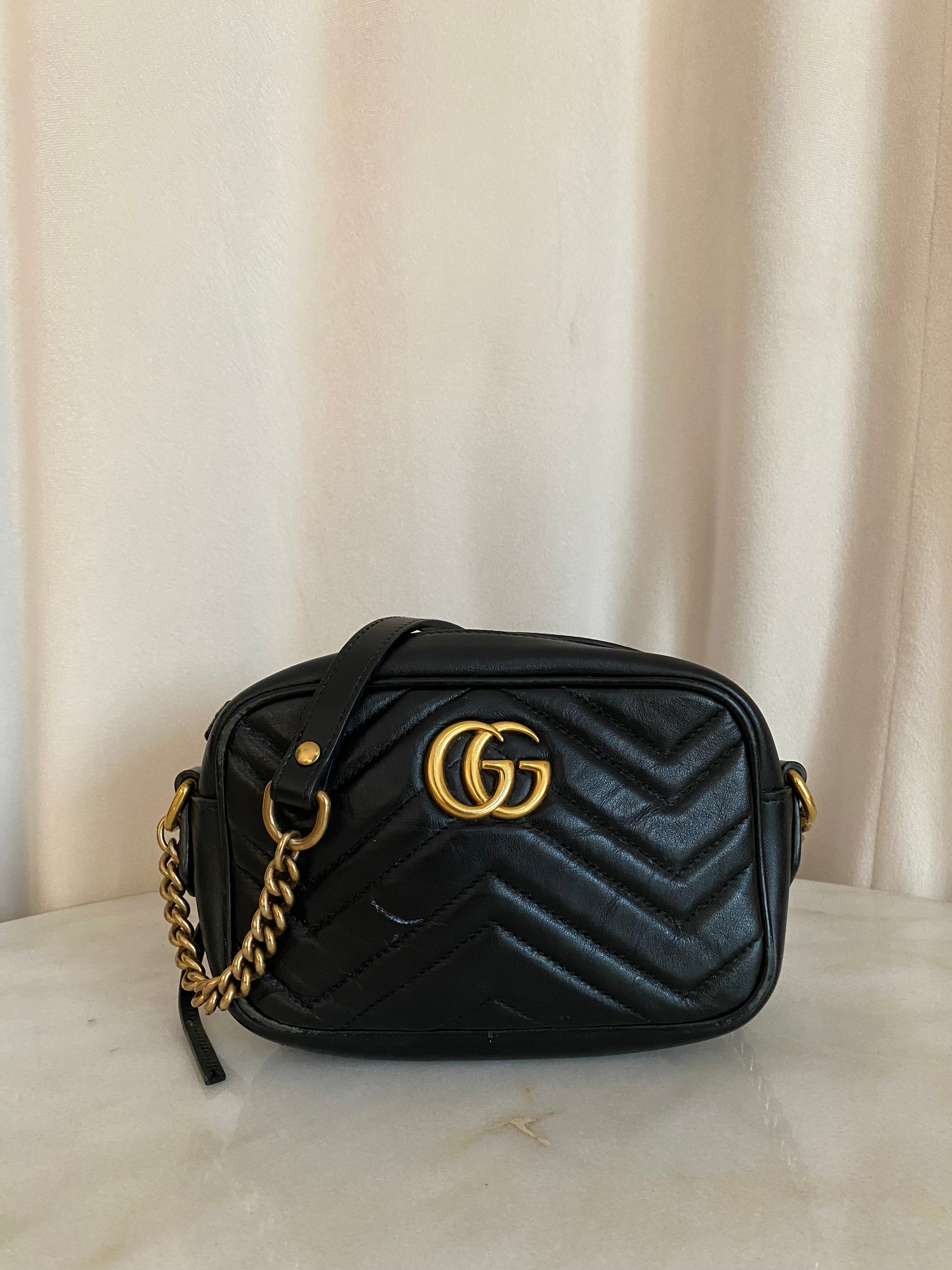 Gucci Black GG Marmont Mini Crossbody Bag