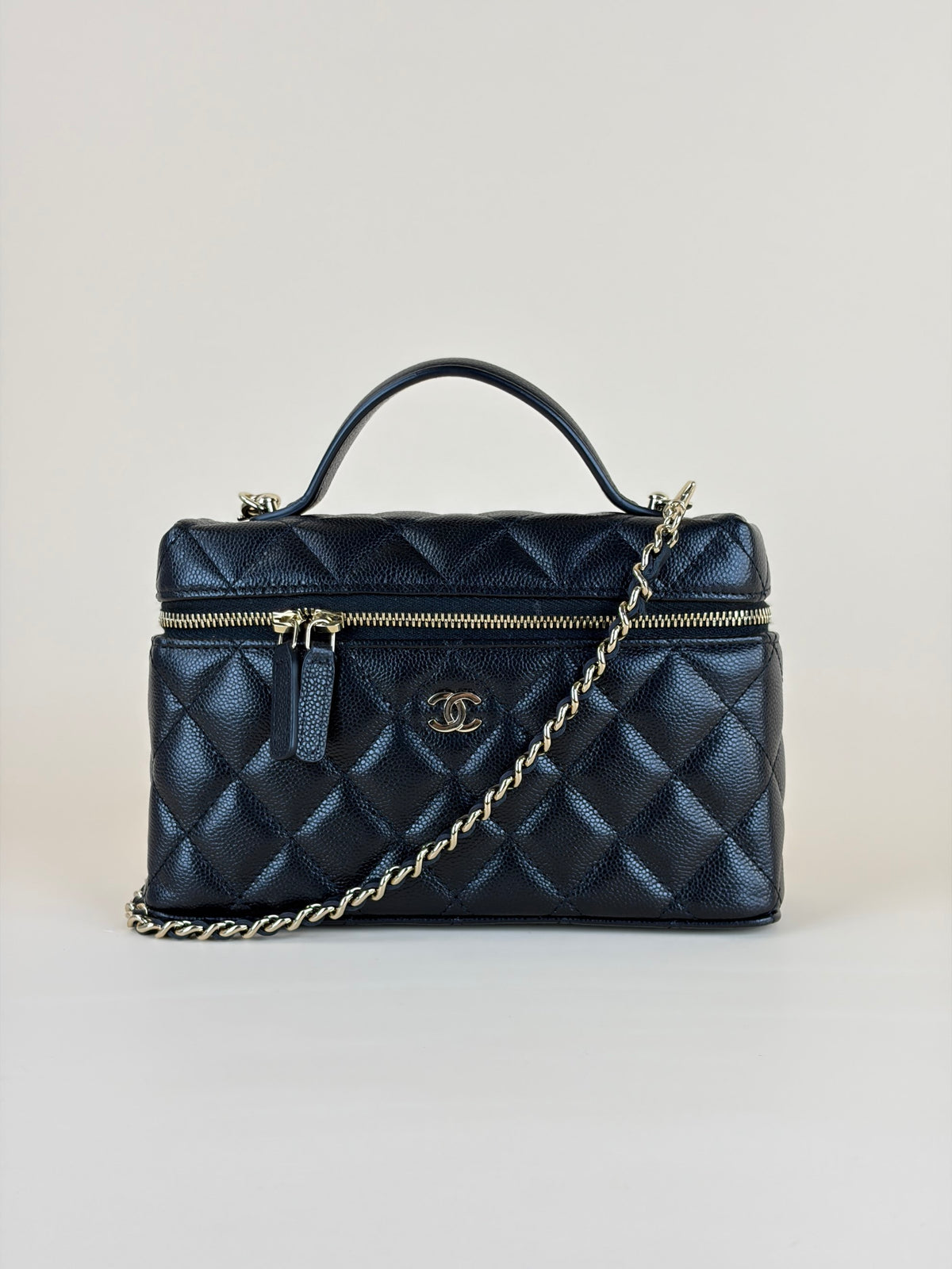 Chanel Black caviar leather vanity bag