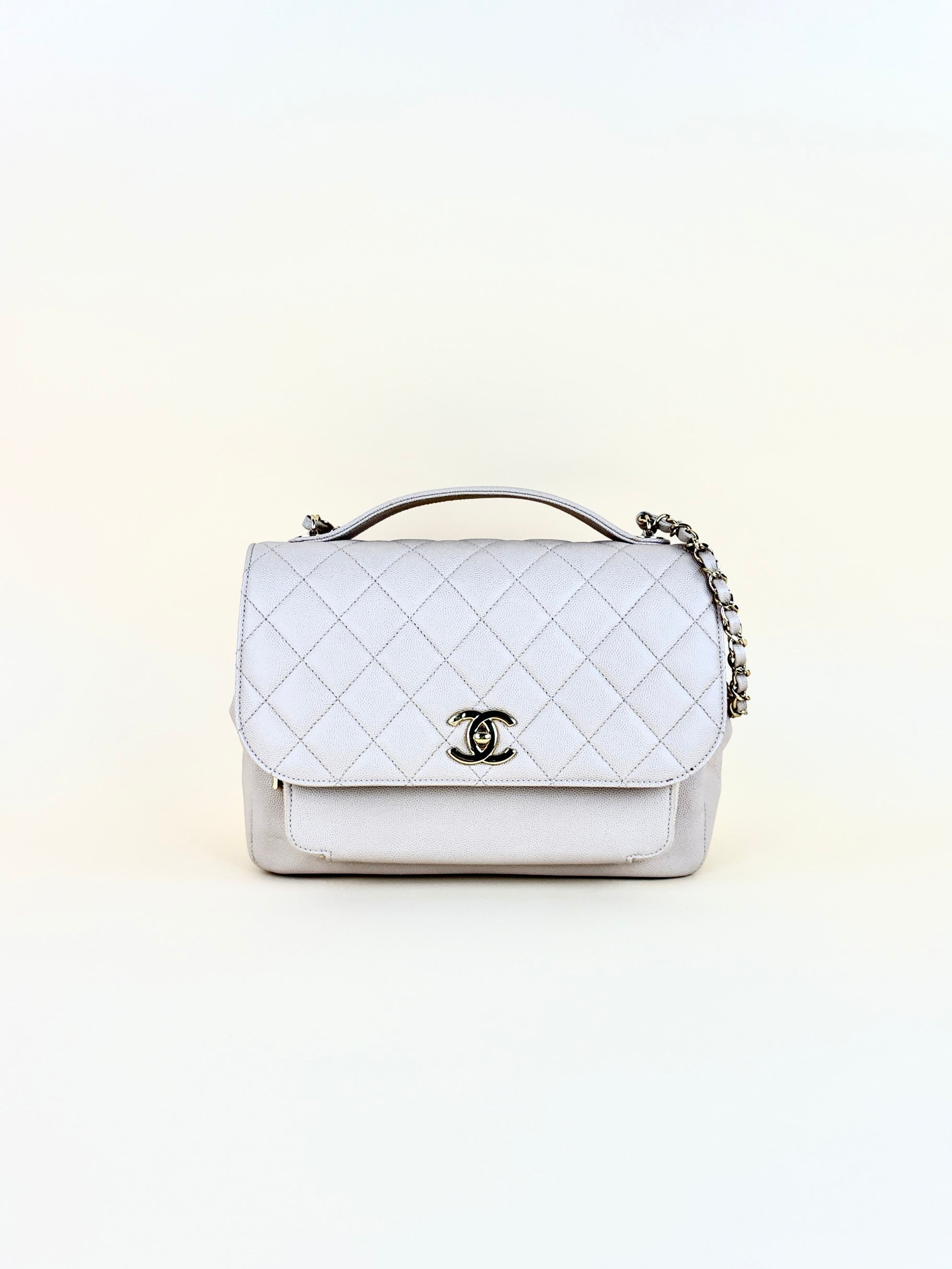 Chanel  beige business affinity large caviar leather