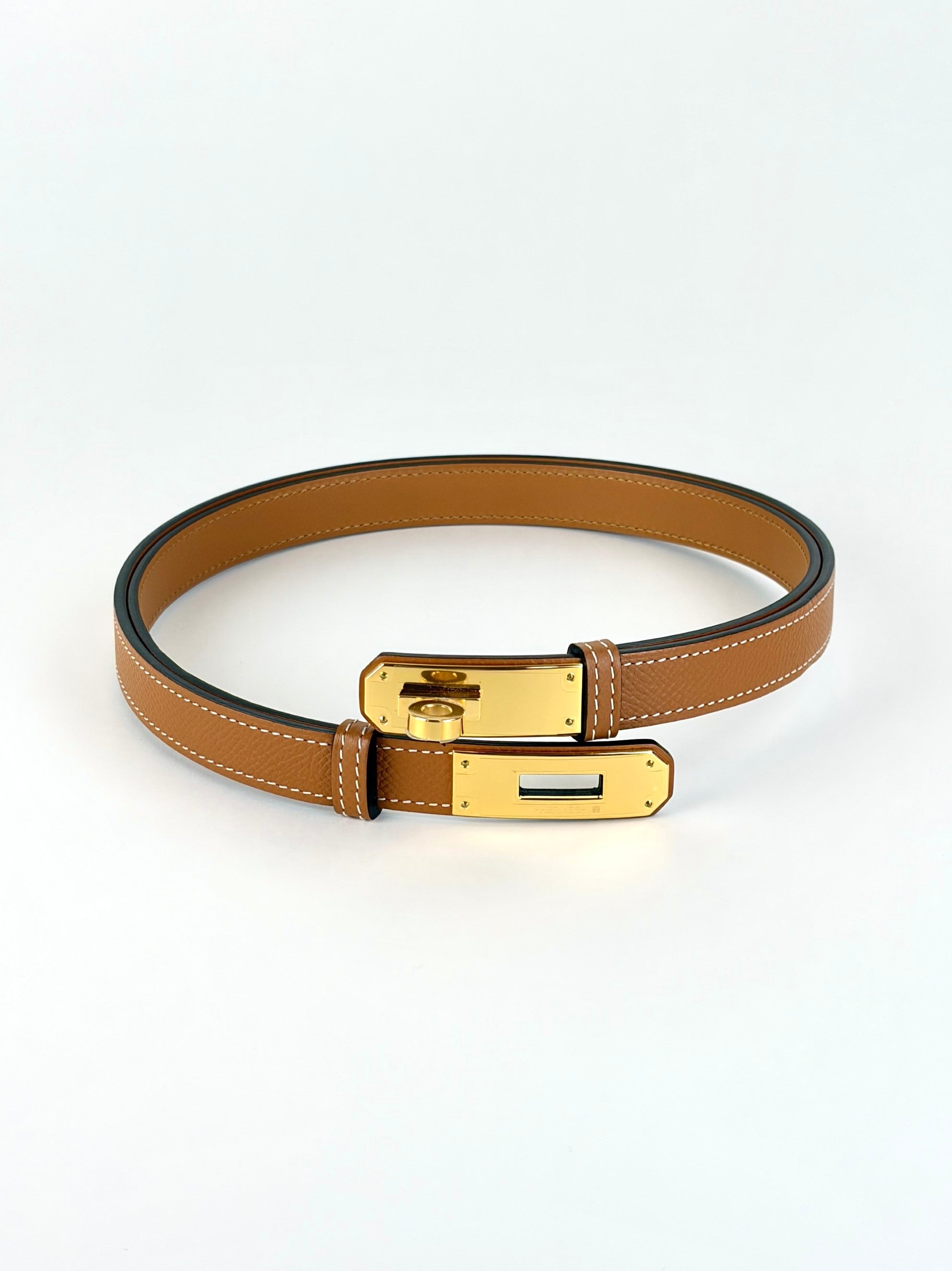 Hermes gold Epson calfskin kelly18 adjustable belt
