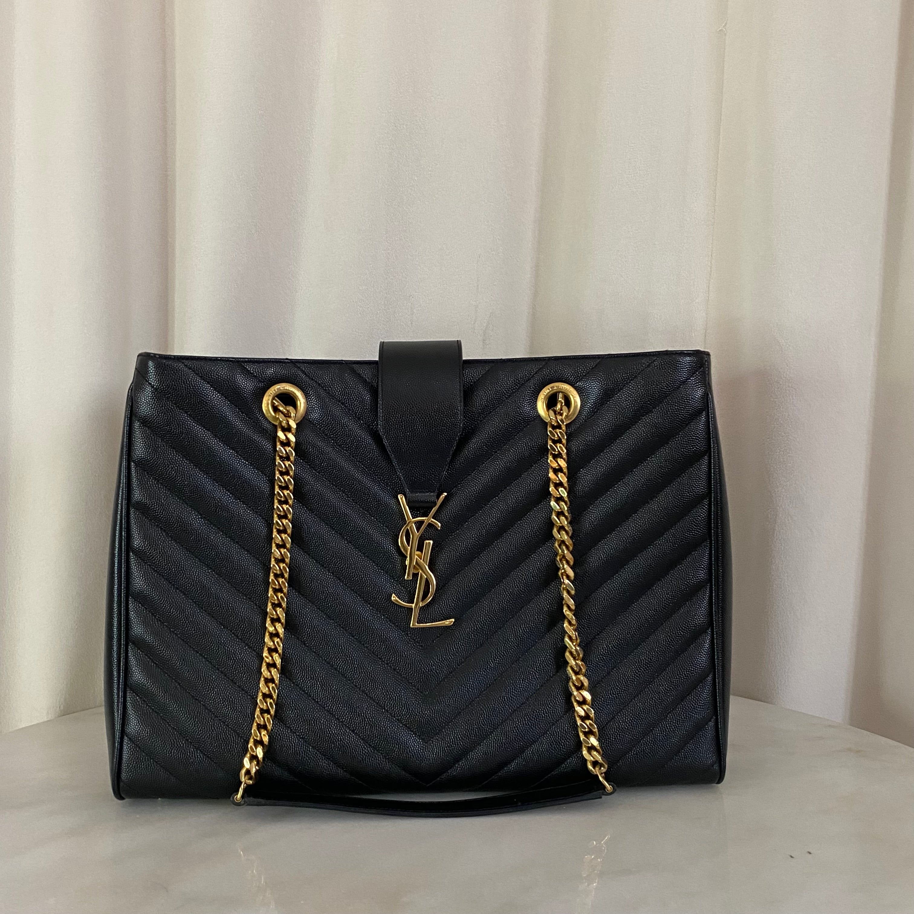 YSL Black Monogram Shopping Bag