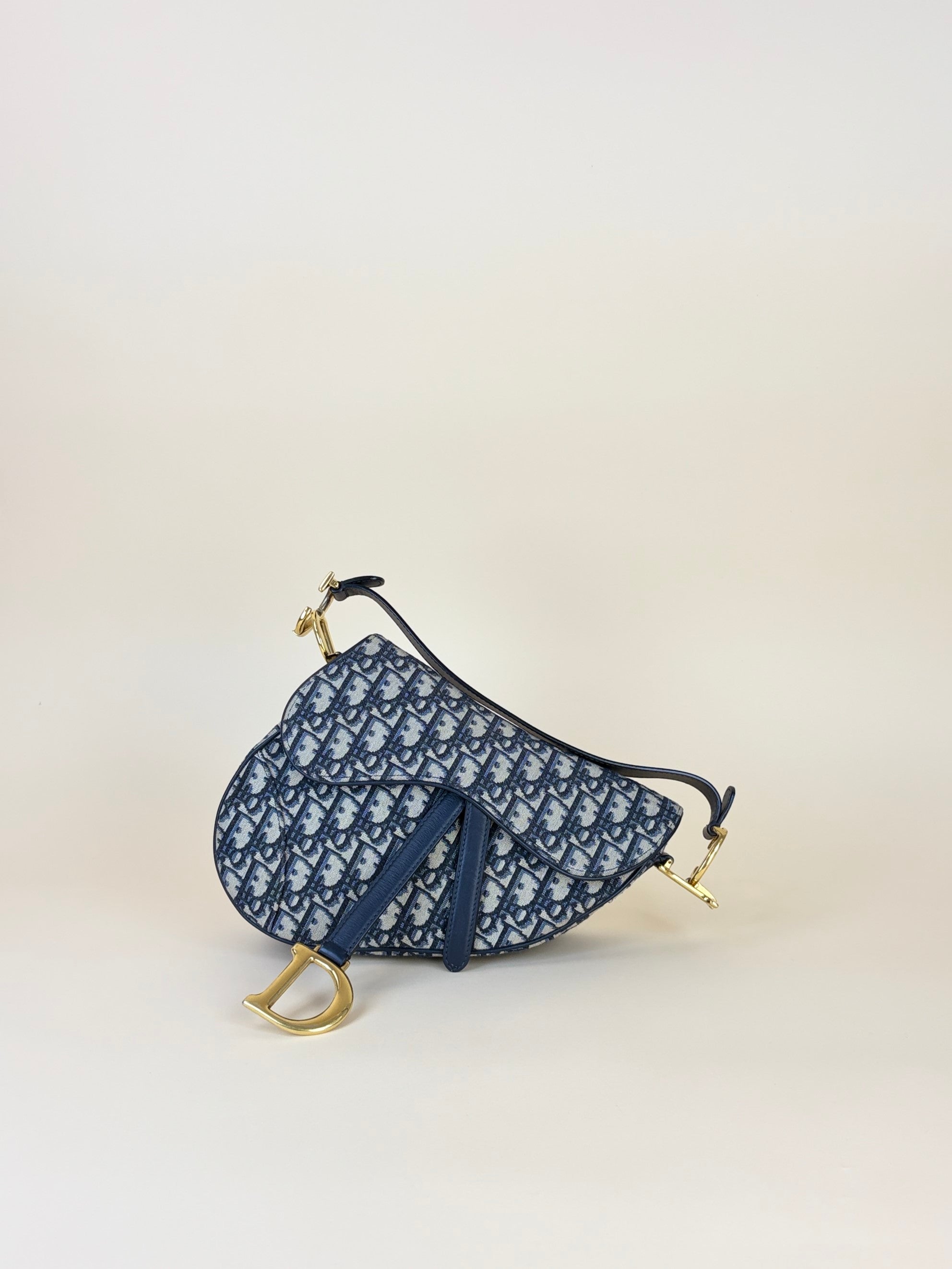 Christian Dior Blue Oblique Saddle canvas bag