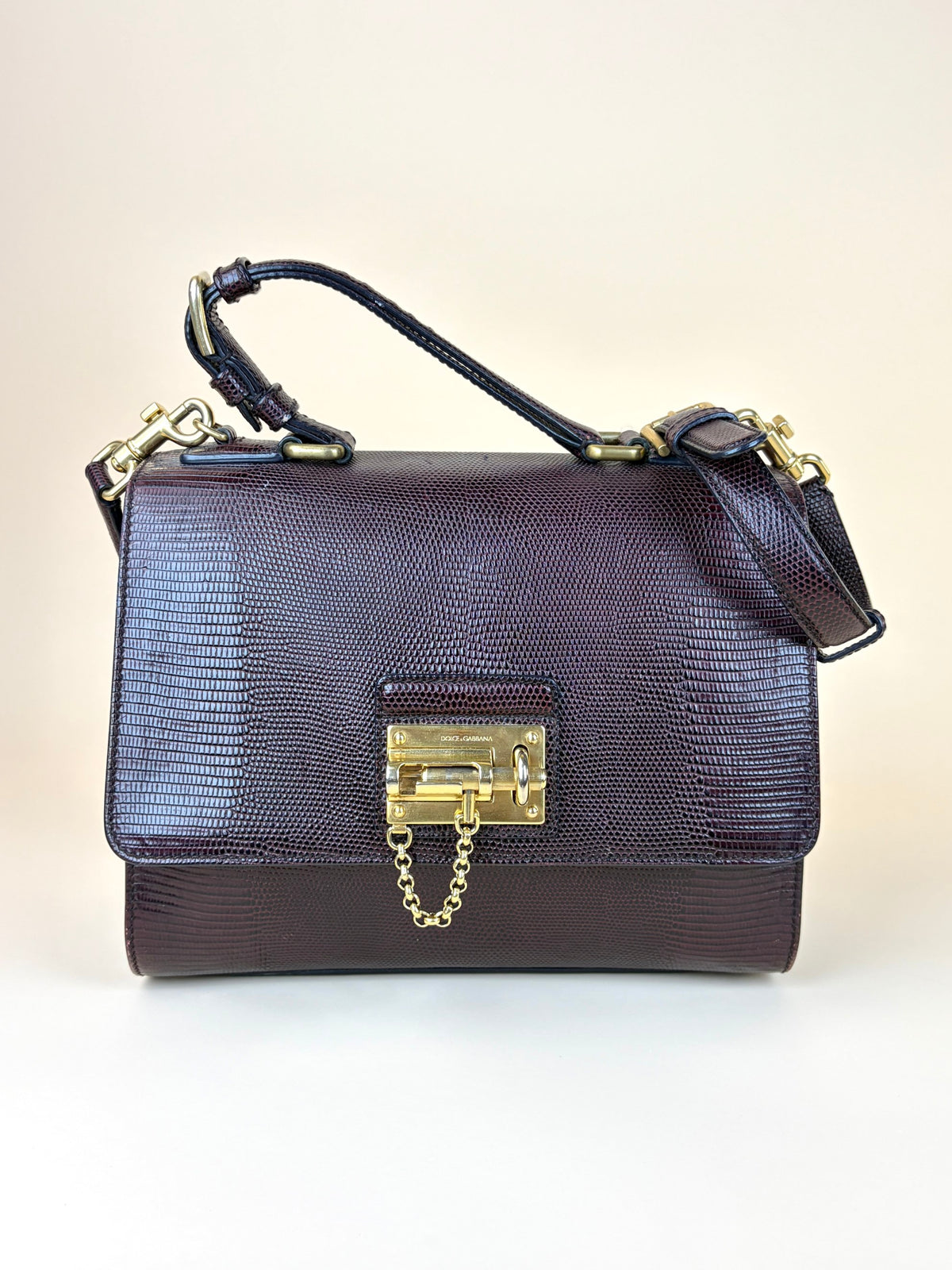 Dolce & Gabbana lizard calfskin embossed medium Monice