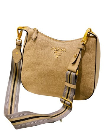 Prada Beige Vitello Daino Crossbody Bag