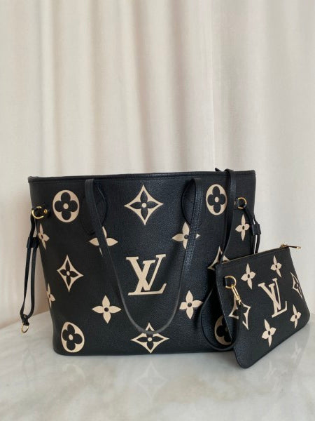 Louis Vuitton Bicolor Neverfull MM Monogram Empreinte Bag W/ Pouch