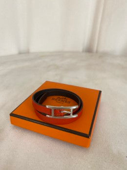 Hermes Orange Behapi Double Tour Medium Bracelet