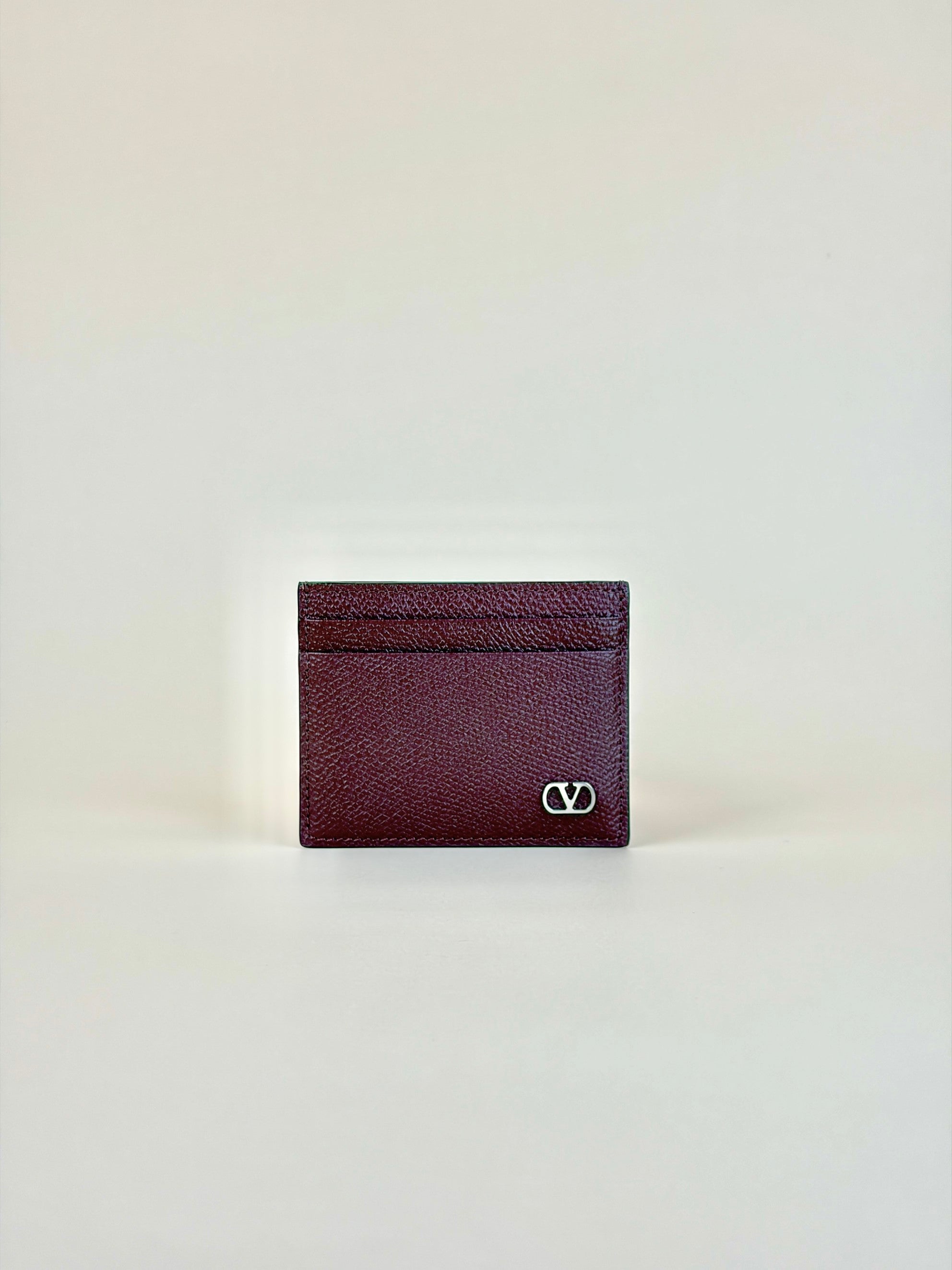 Valentino Burgundy VLOGO Signature Card Holder