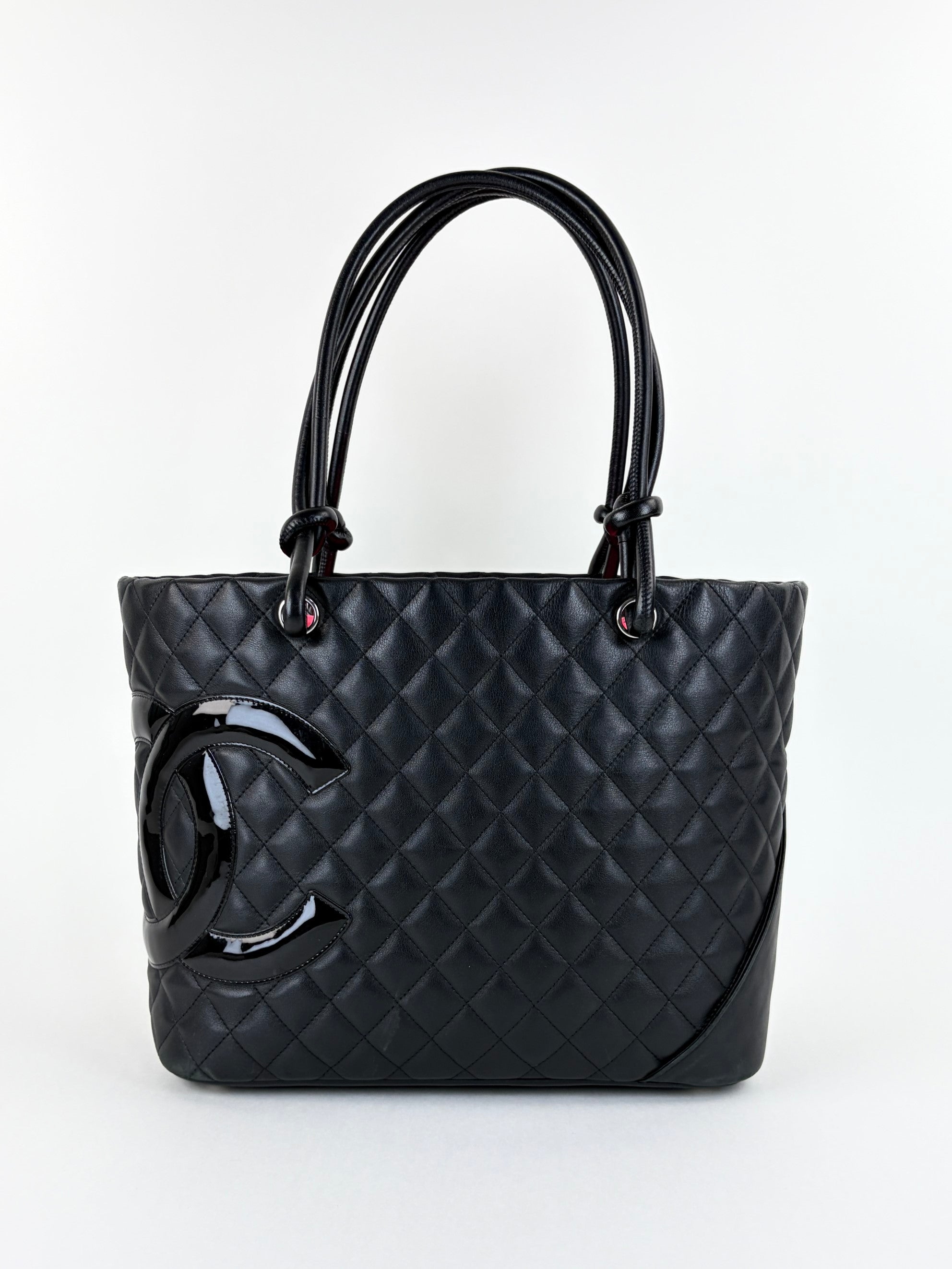 Chanl Black calfskin quilted large Comban  Tote Bag
