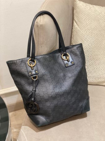 Gucci Black GG Guccissima Interlocking Tote Bag