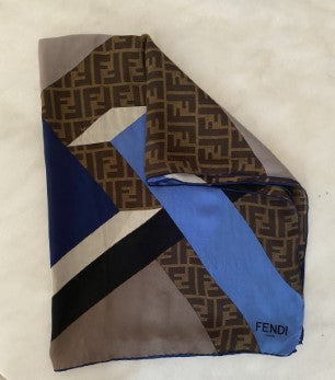 Fendi Tricolor Long Silk Scarf