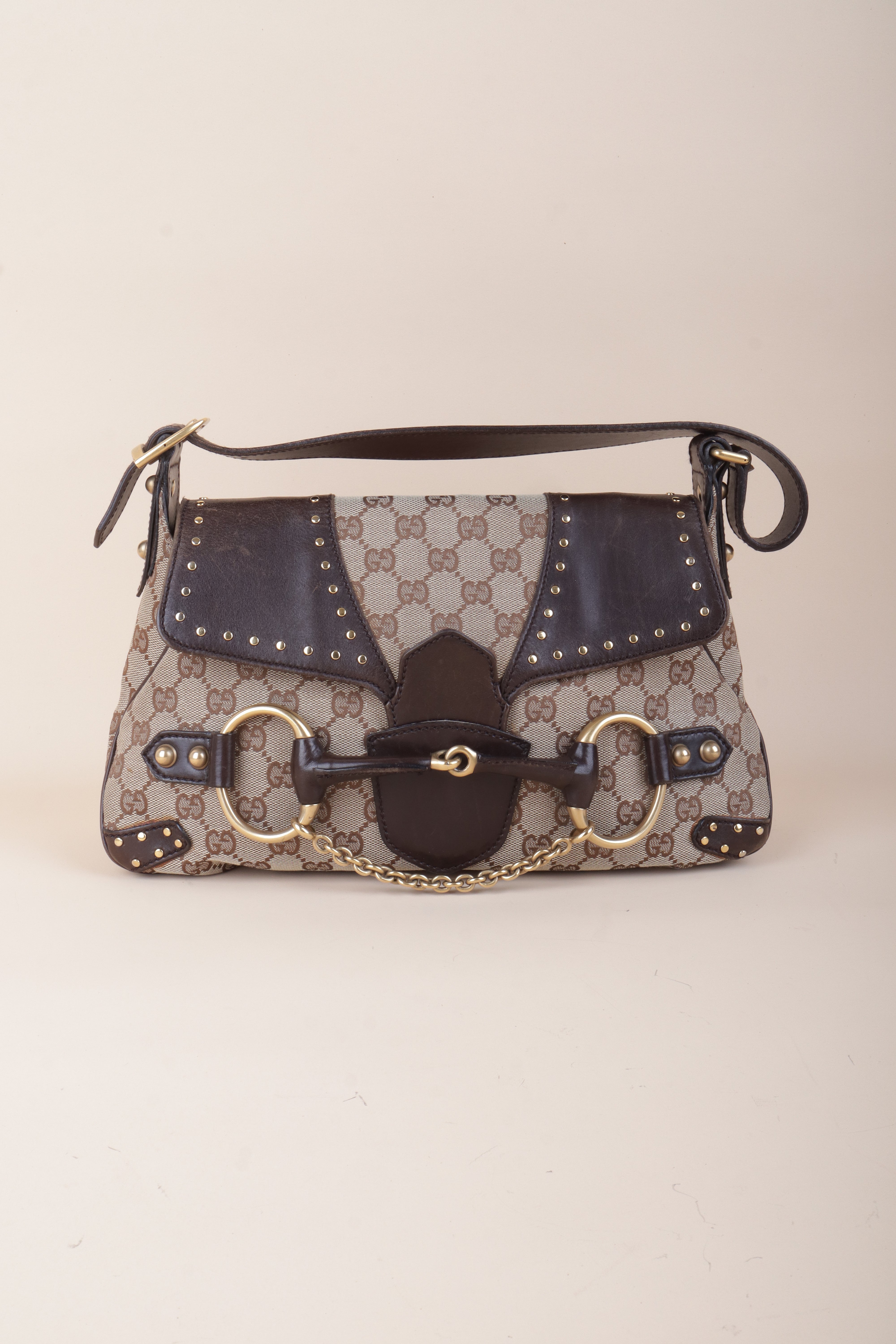 Gucci beige and ebony gg canvas horsebit