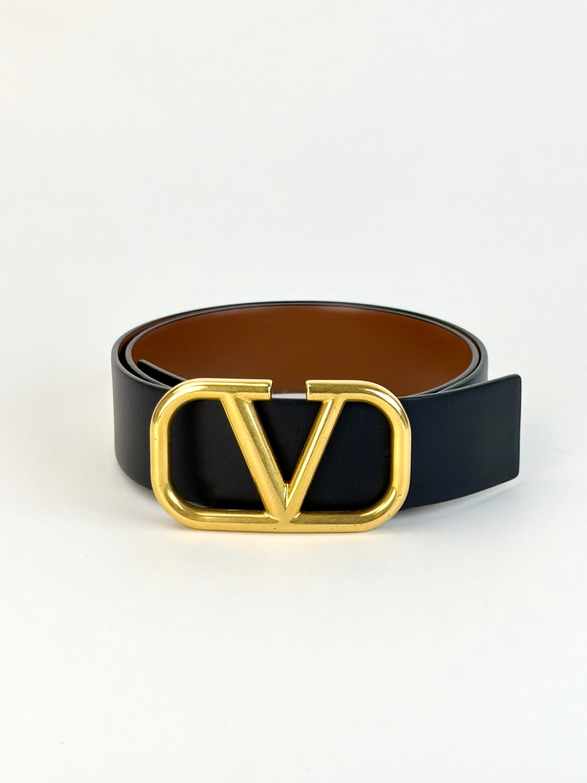 VALENTINO black/brown v logo signature reversible belt40mm