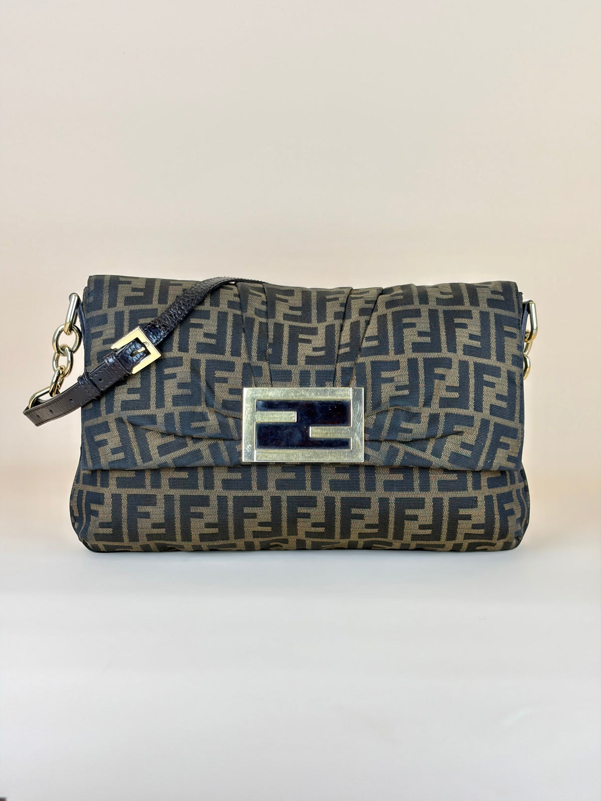 Fendi  Tobacco canvas mia flap