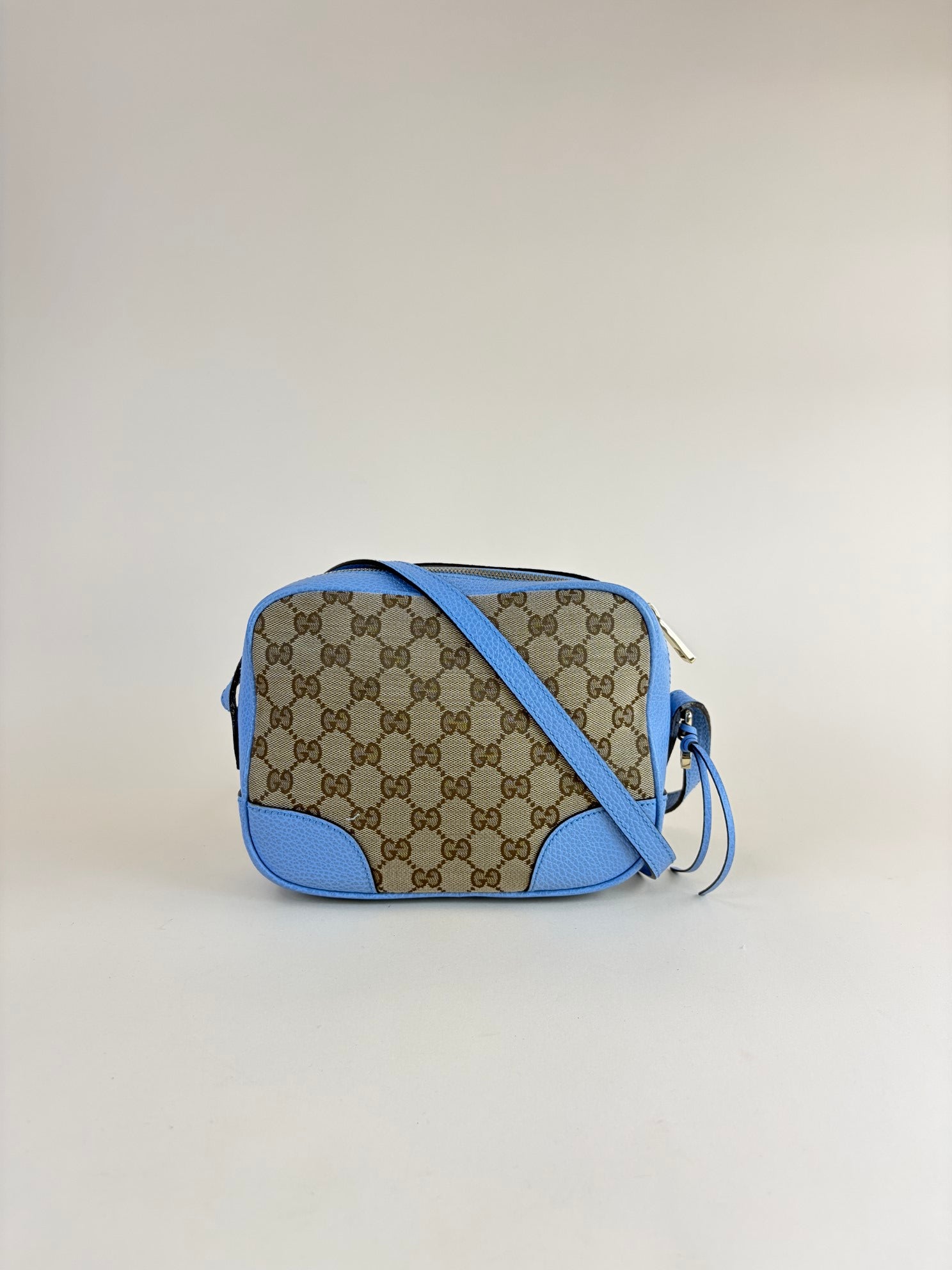 Gucci Light Blue GG Mini Bree Monogram Messenger Camera Bag