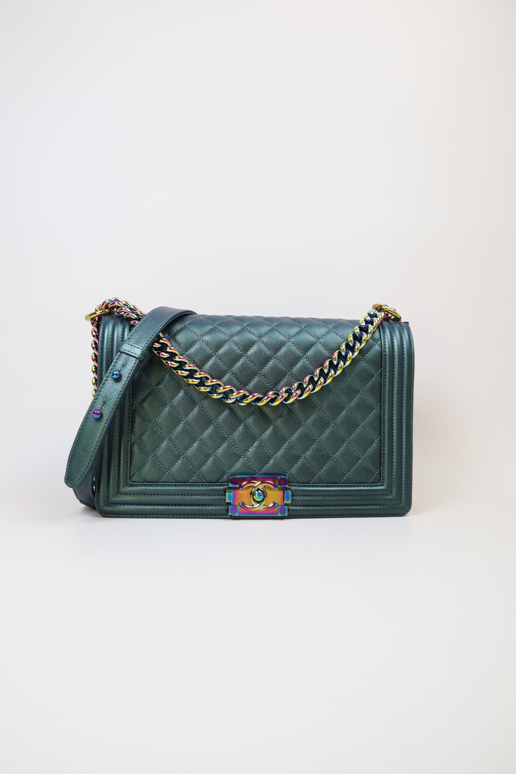 Chanel Green CC Medium Boy Flap Bag