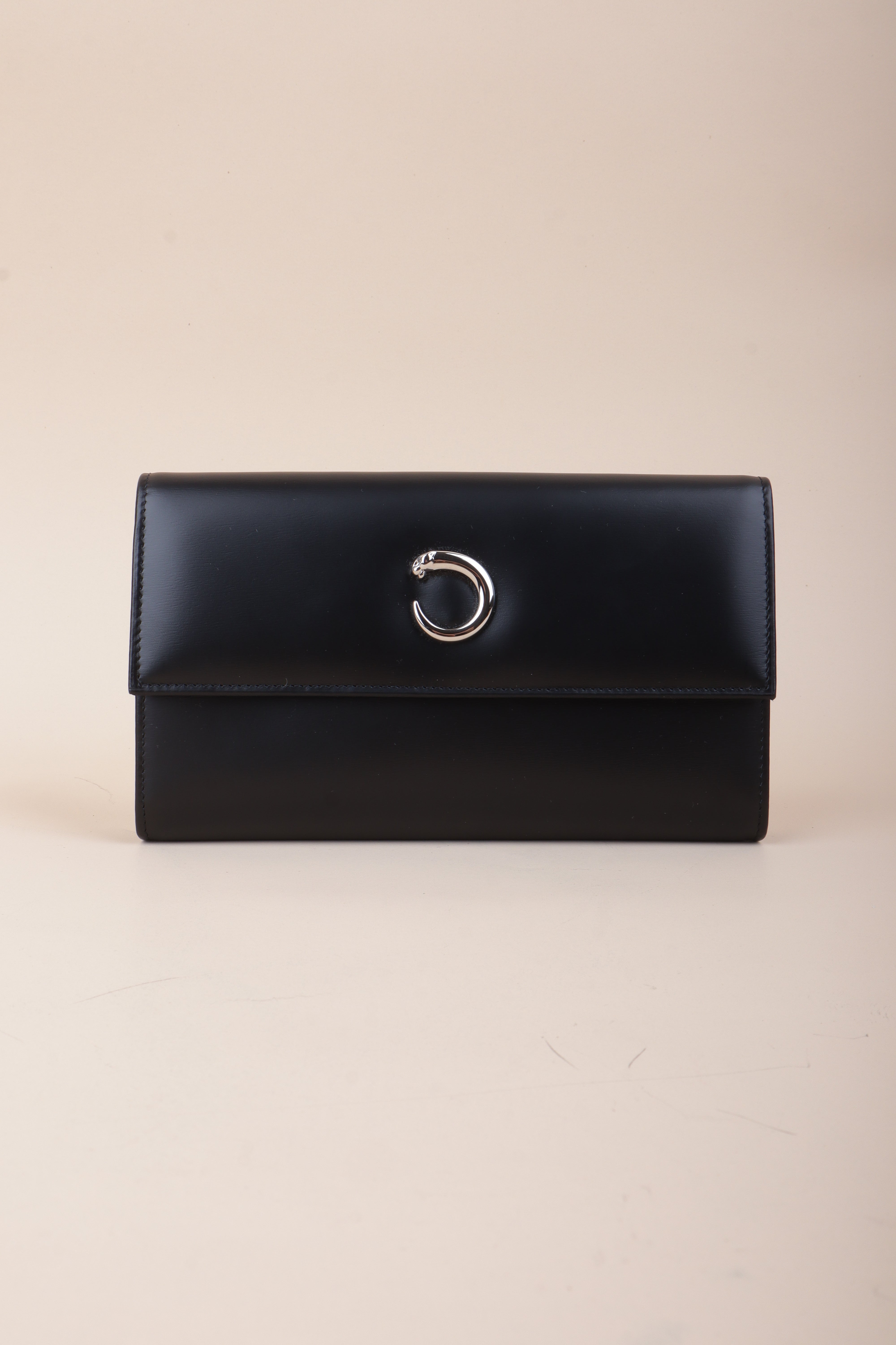 Cartier Black Panthere Trifold Long Wallet
