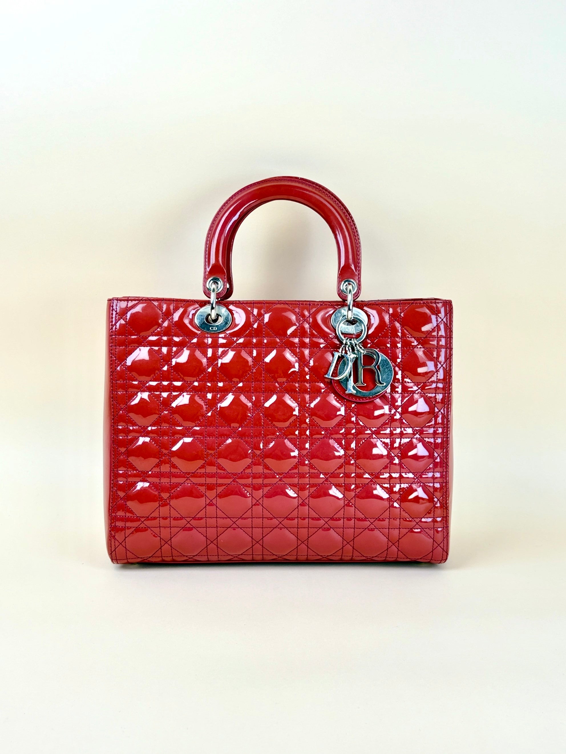 Christian Dior red Lady Dior Large Bag