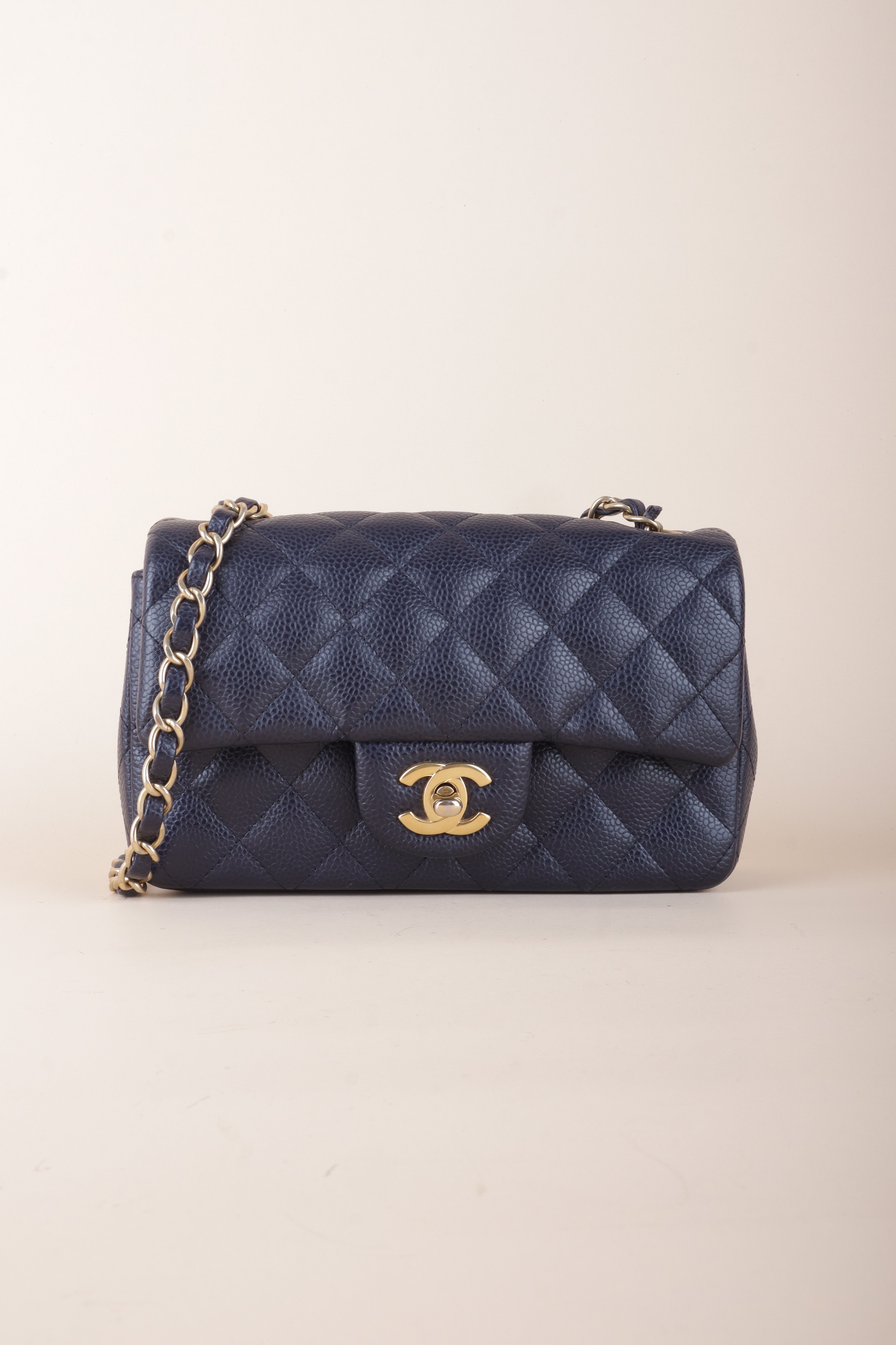 Chanel Navy rectangular mini classic