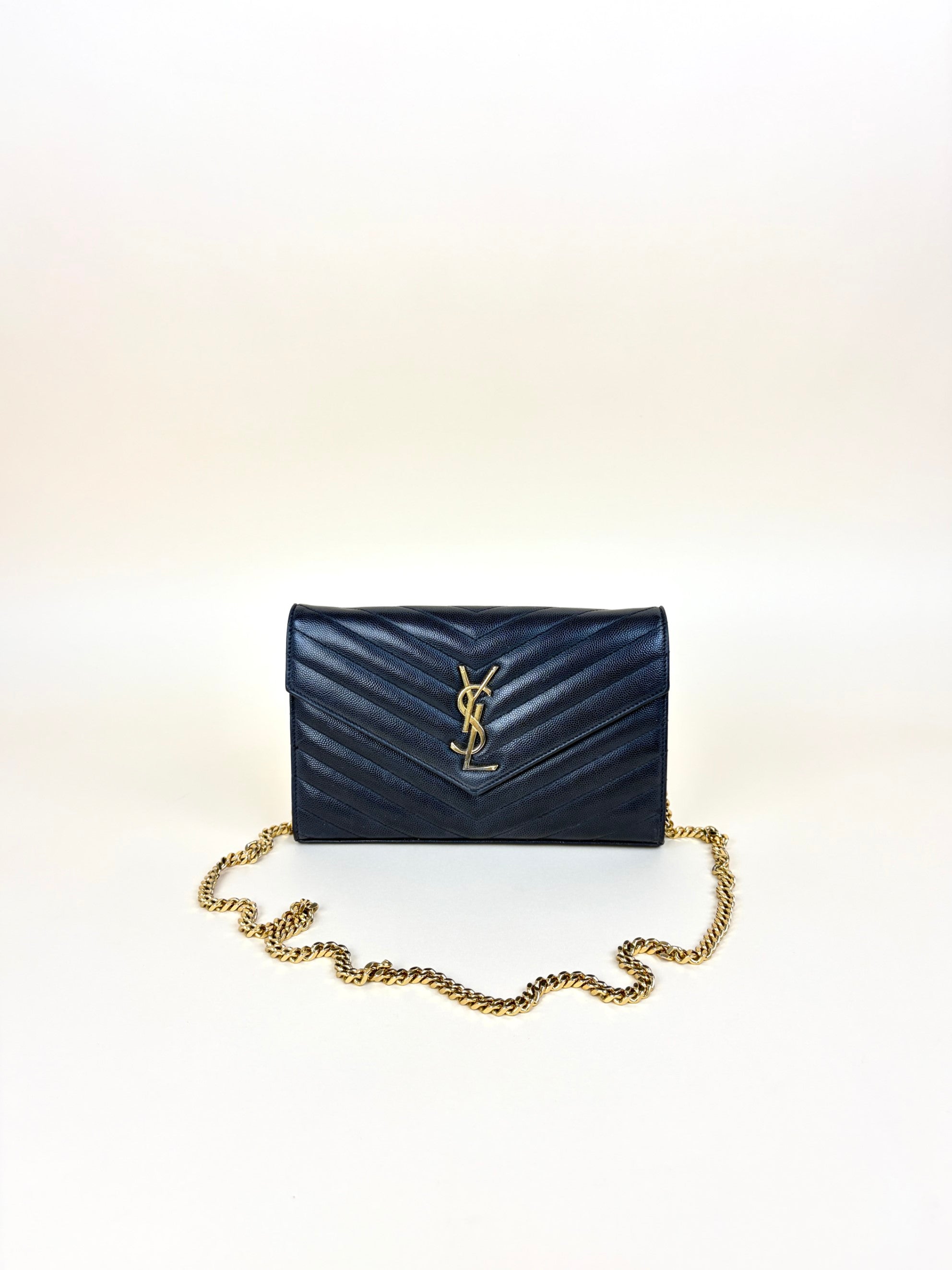 YSL Black Classic Cassandre Chain Wallet
