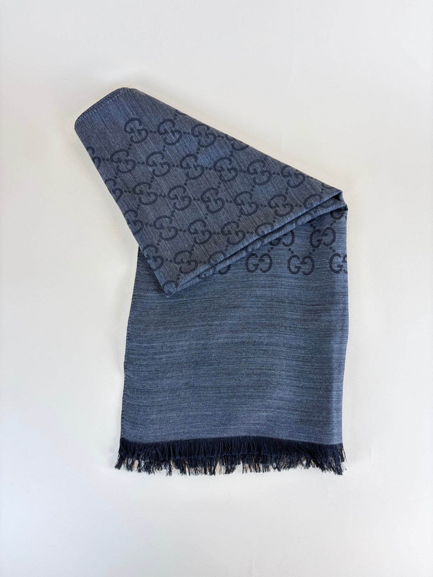 Gucci Black GG monogram silk wool Scarf