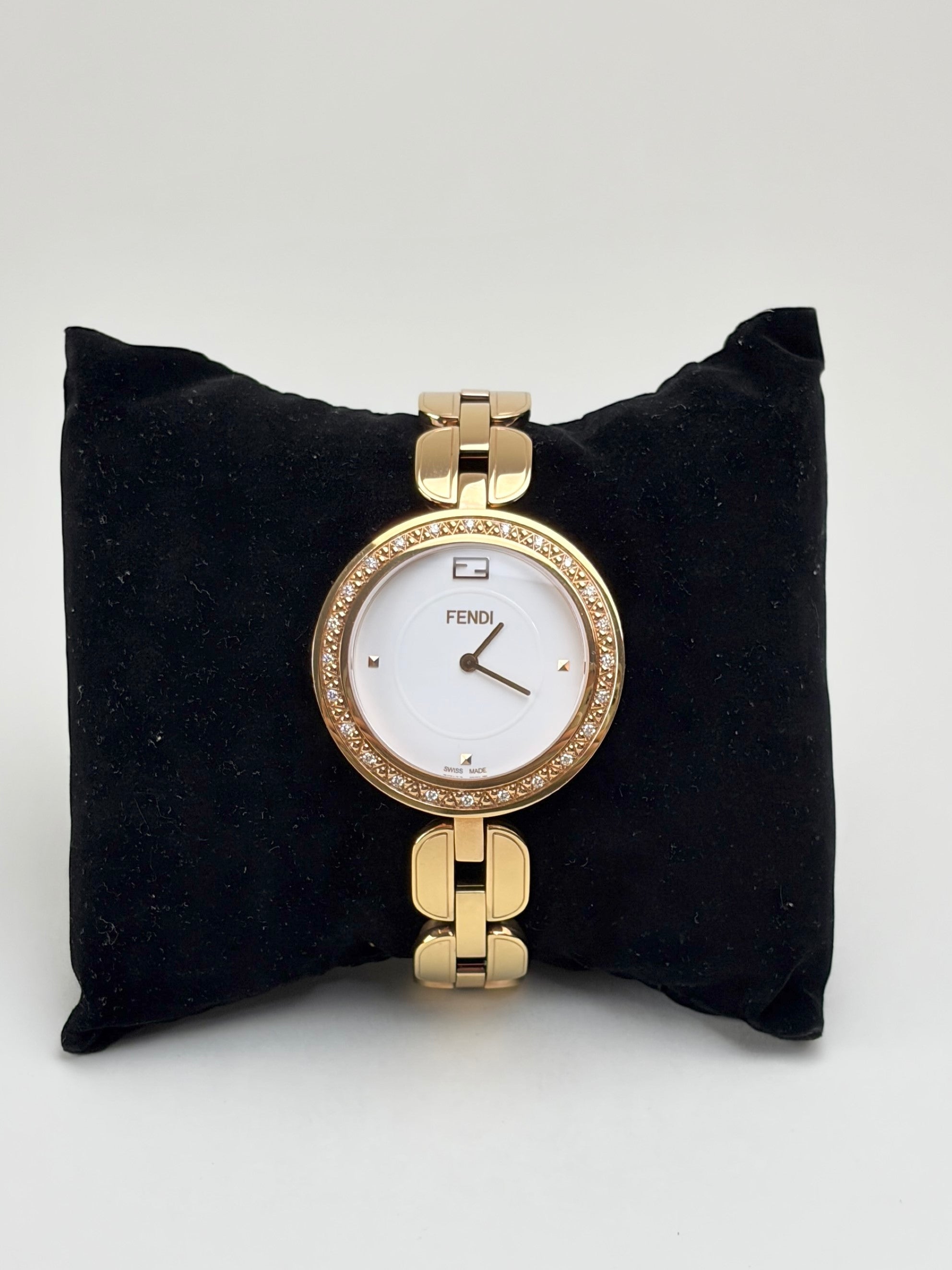Fendi my way rose gold plated steel with diamonds large ladiy watch