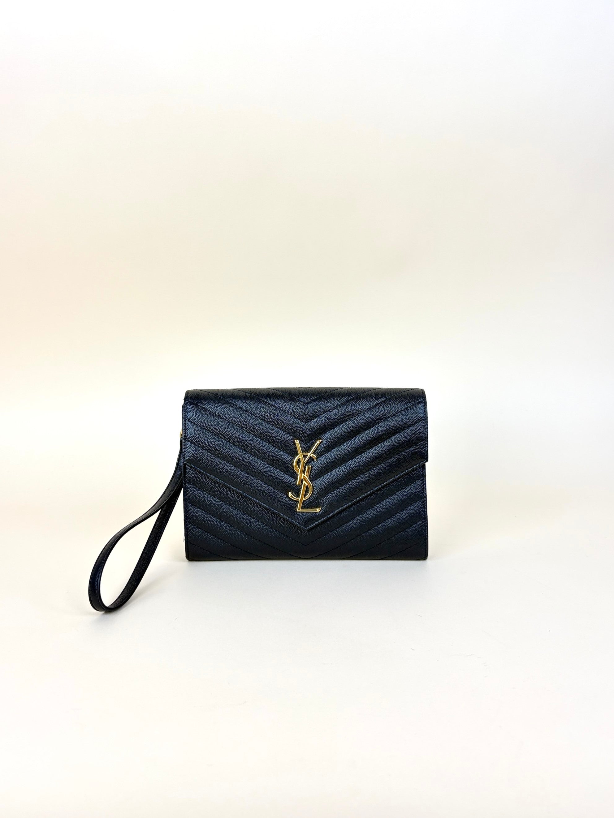 YSL Black Cassandre Envelope Pouch