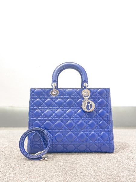 Christian Dior Blue Lady Dior Large Bag