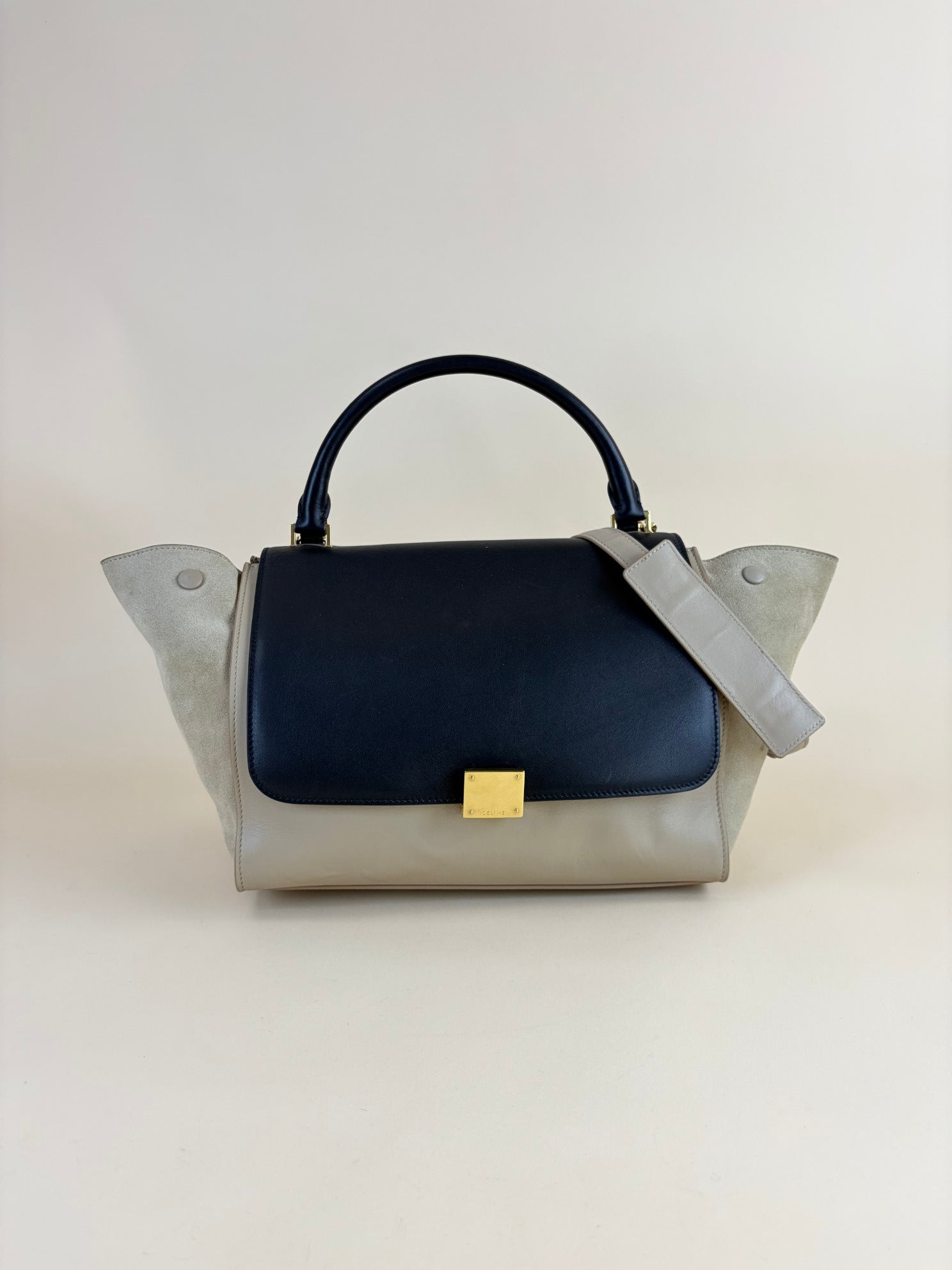 Celine Bicolor Trapeze Medium Bag with Strap