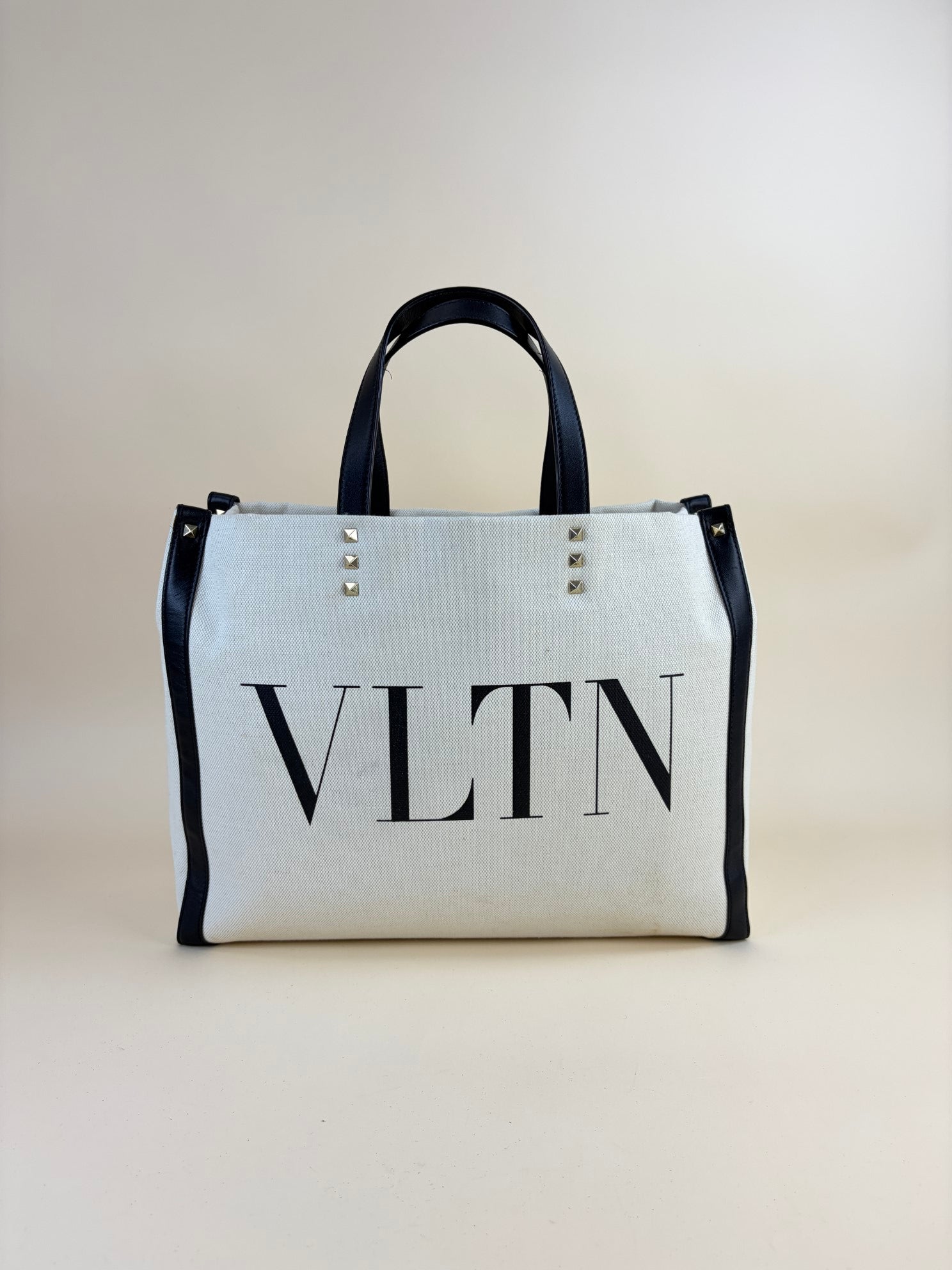 Valentino Bicolor VLTN Print Rockstud Tote Bag