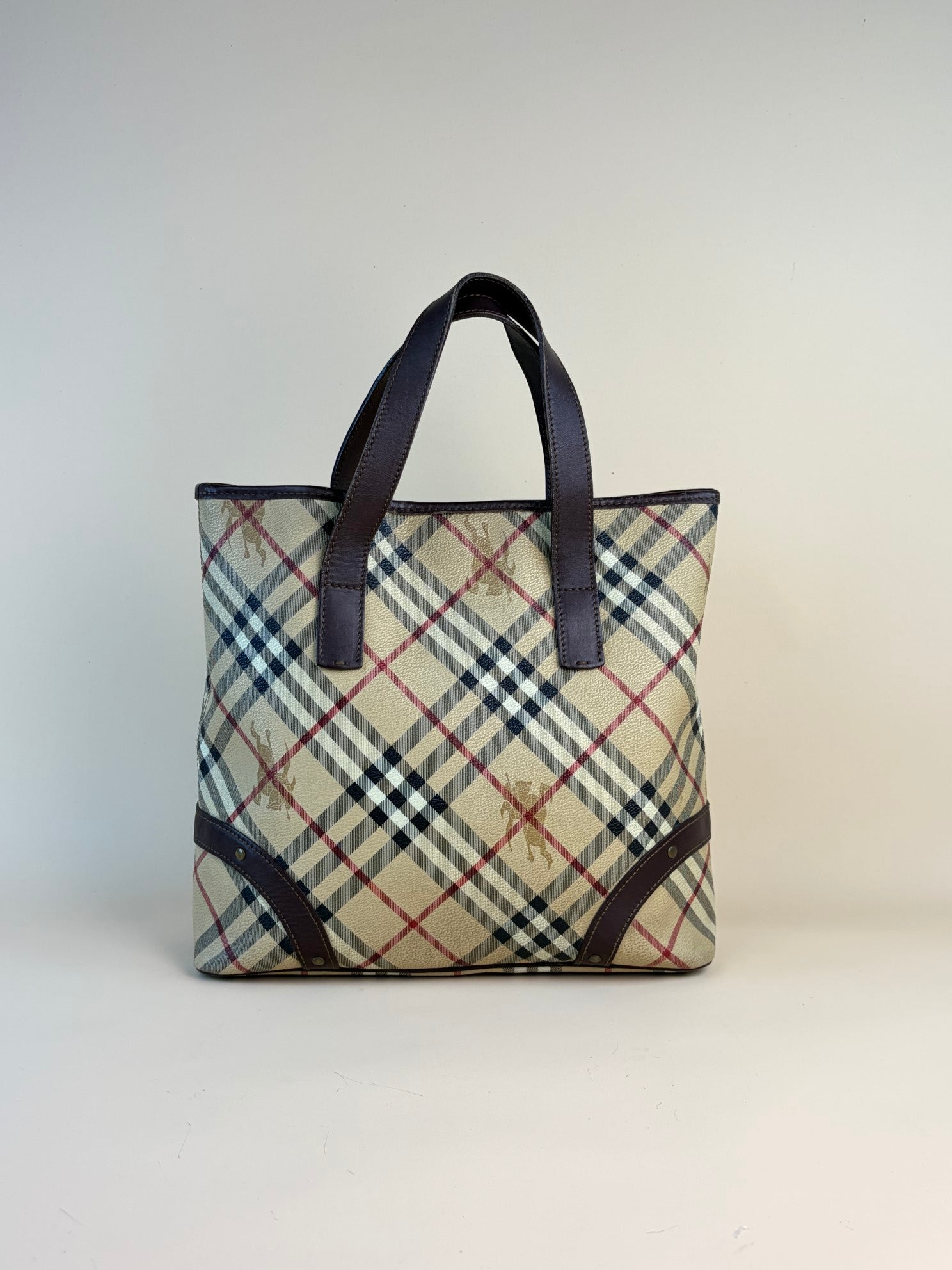 Burberry Studded Medium Haymarket Check Tote Bag