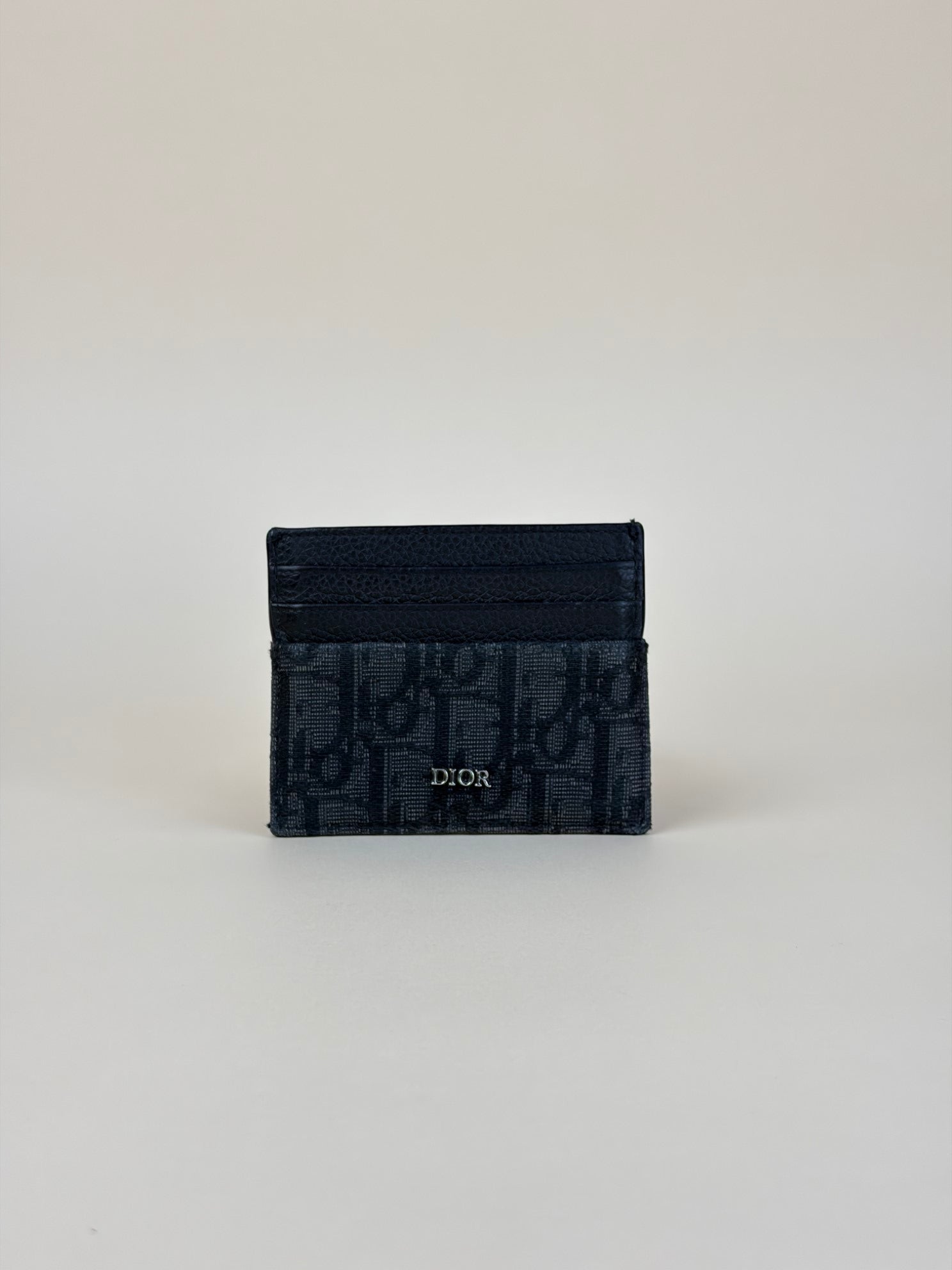 Christian Dior Black Oblique Jacquard Card Holder