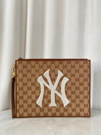 Gucci Beige GG NY Yankees Pouch